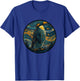 Macaroni Penguin in Starry Night Painting Men Women Kids T-Shirt - T-Shirt | Royal