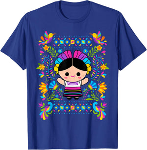 Viva Mexico Mexican Girl Flag Independence Day Girls Kids T-Shirt - T-Shirt | Royal
