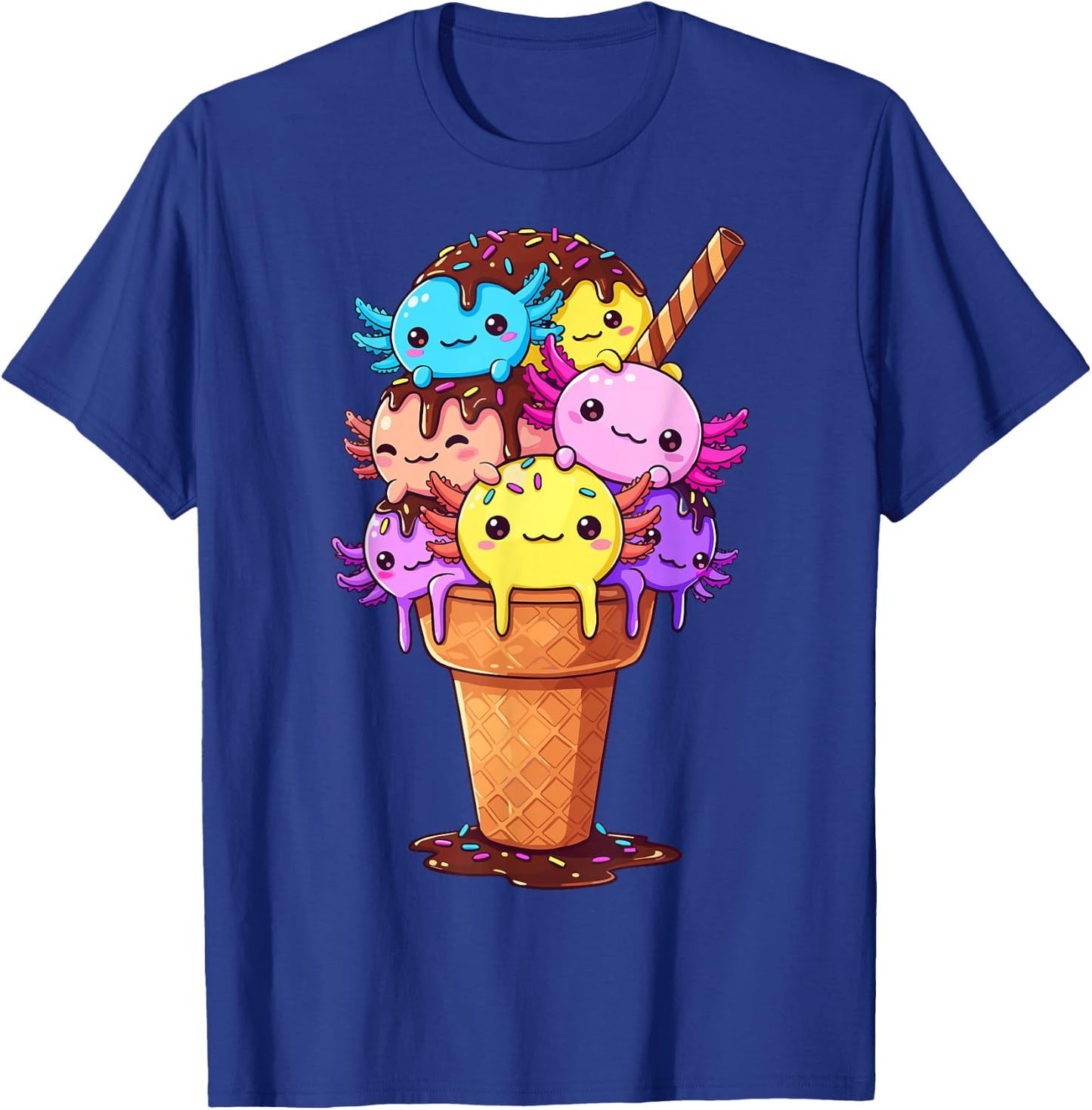 Axolotls Ice Cream Funny Axolotl T-Shirt - T-Shirt | Royal