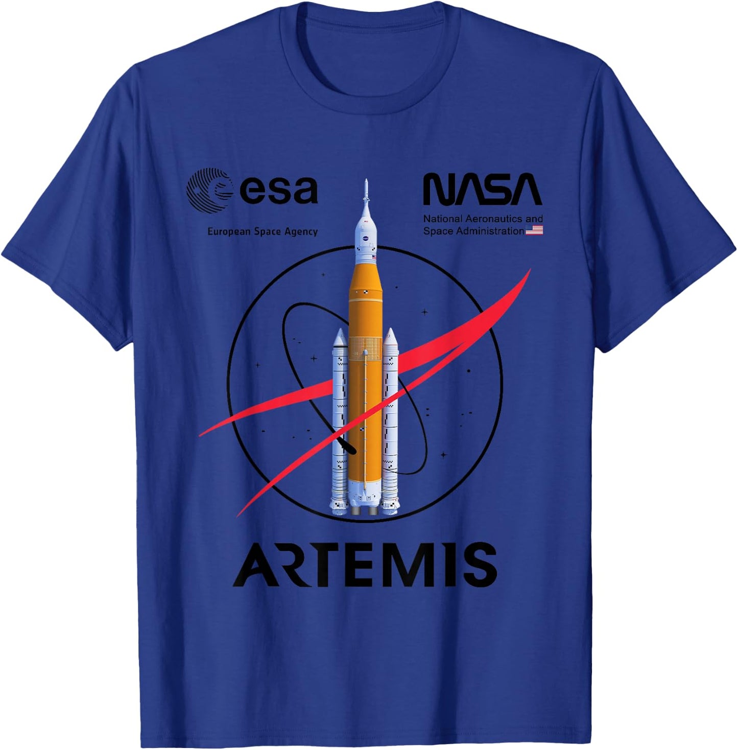NASA Artemis Mission SLS Worm und ESA Logo T-Shirt - T-Shirt | Royal