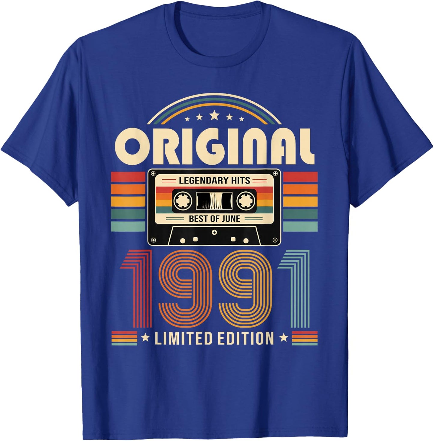 35e Anniversaire Cadeau Homme Juin 1991 Cassette T-Shirt - T-Shirt | Royal