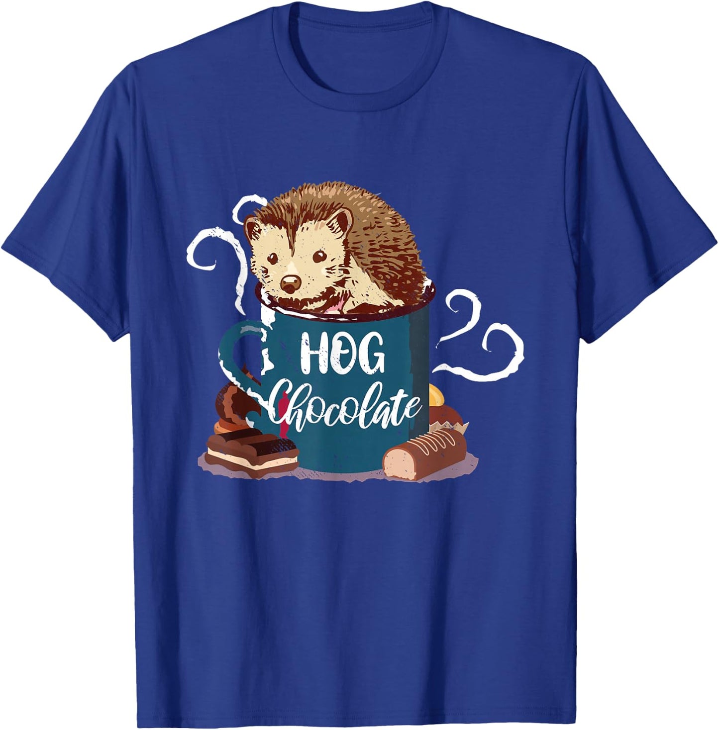 Hedgehog Hot Chocolate Porcupine Hedgehog Forest Animal T-Shirt - T-Shirt | Royal