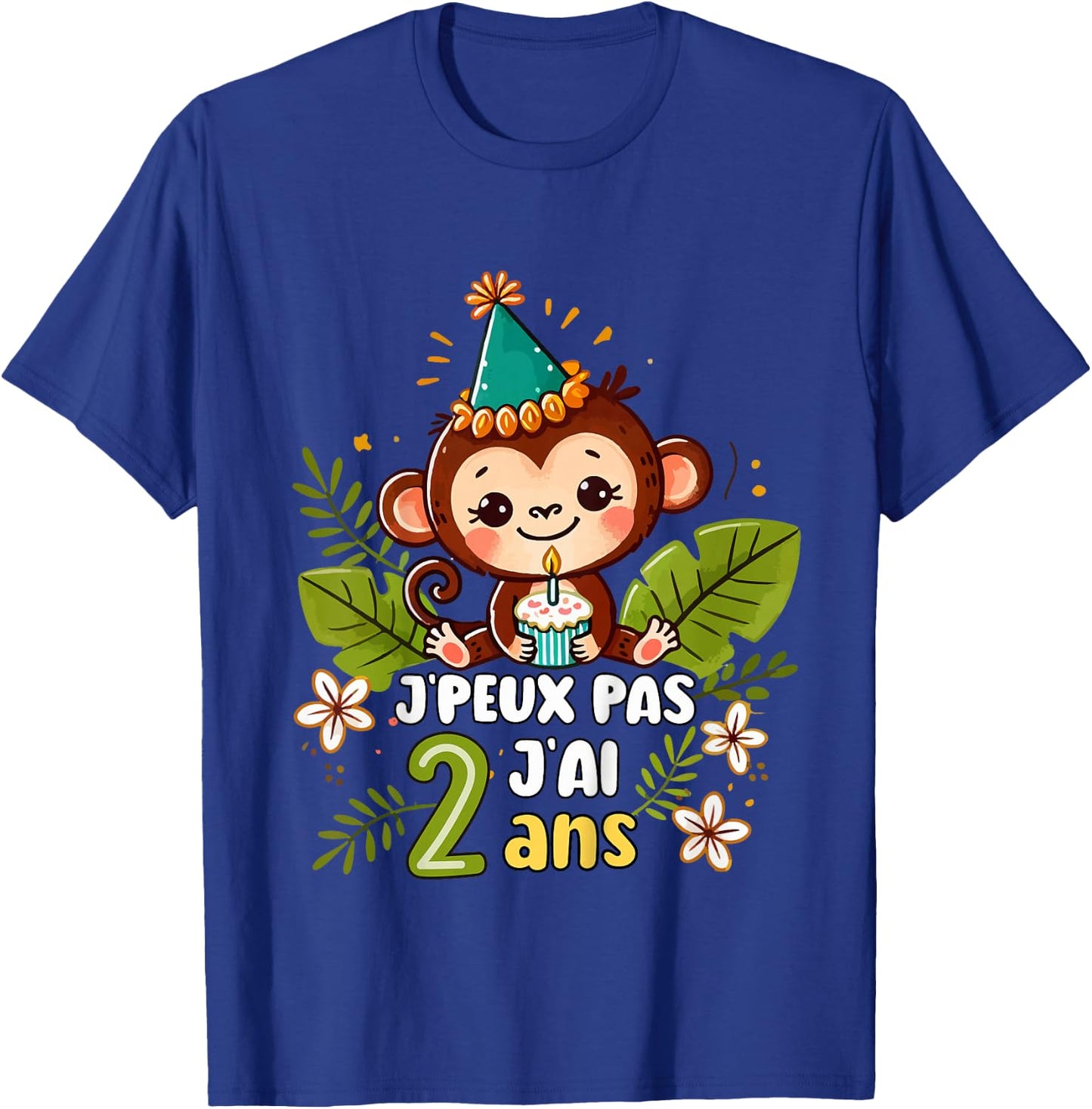 Child Je Peux Pas J'ai 2 Years Birthday Jungle Monkey Boy Green , Green, 2 T-Shirt - T-Shirt | Royal