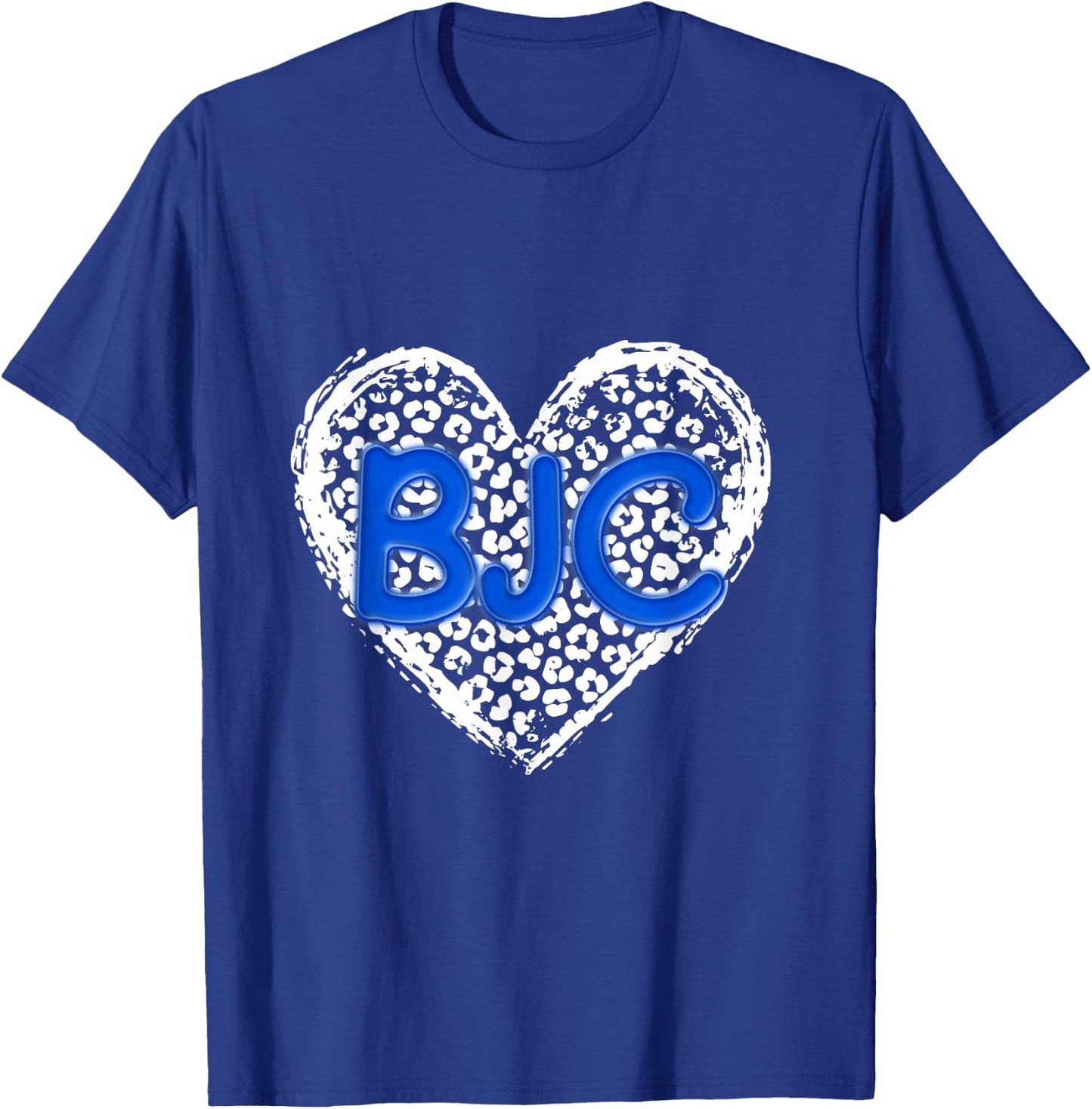 BJC Blue Initials Leopard Cheetah Heart Trendy T-Shirt - T-Shirt | Royal