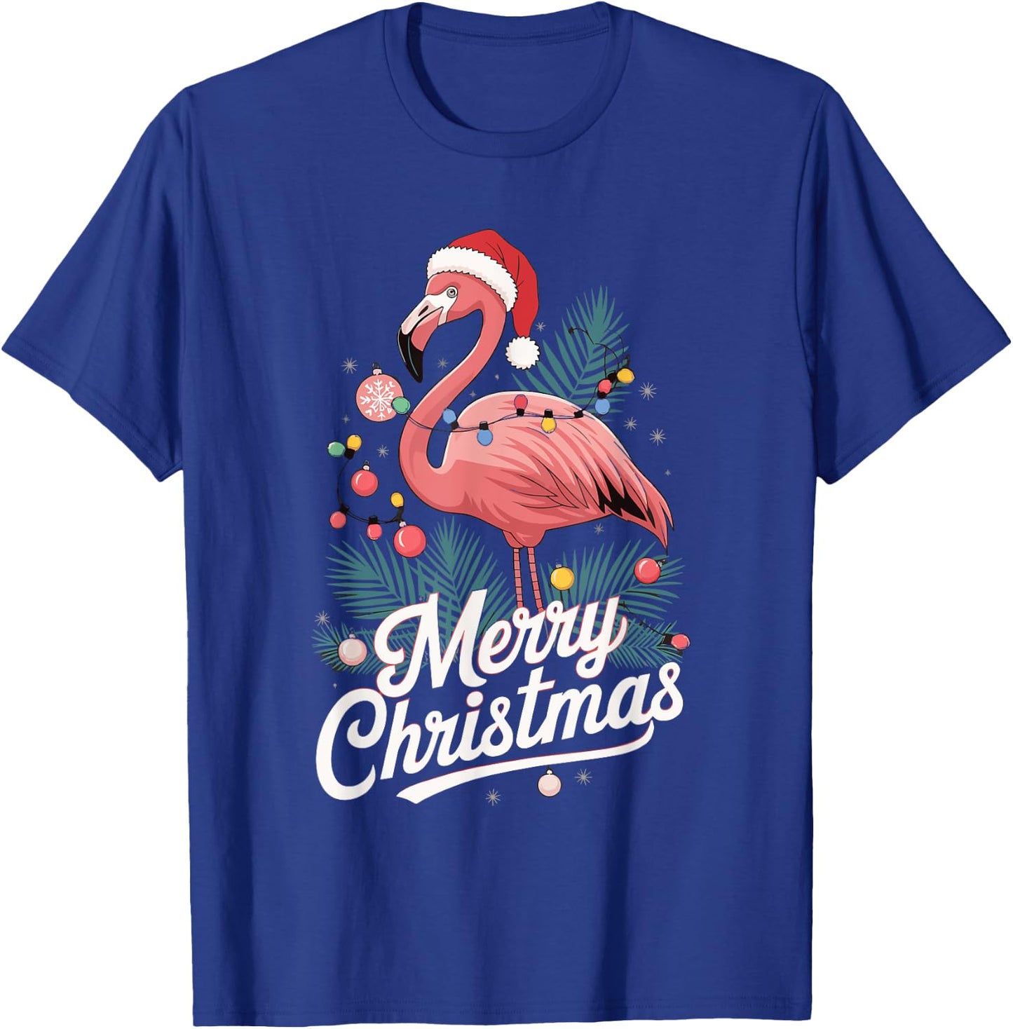 Merry Christmas Christmas Flamingo T-Shirt - T-Shirt | Royal