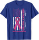 Breast Cancer Awareness Pink Ribbon American Flag Patriotic T-Shirt - T-Shirt | Royal