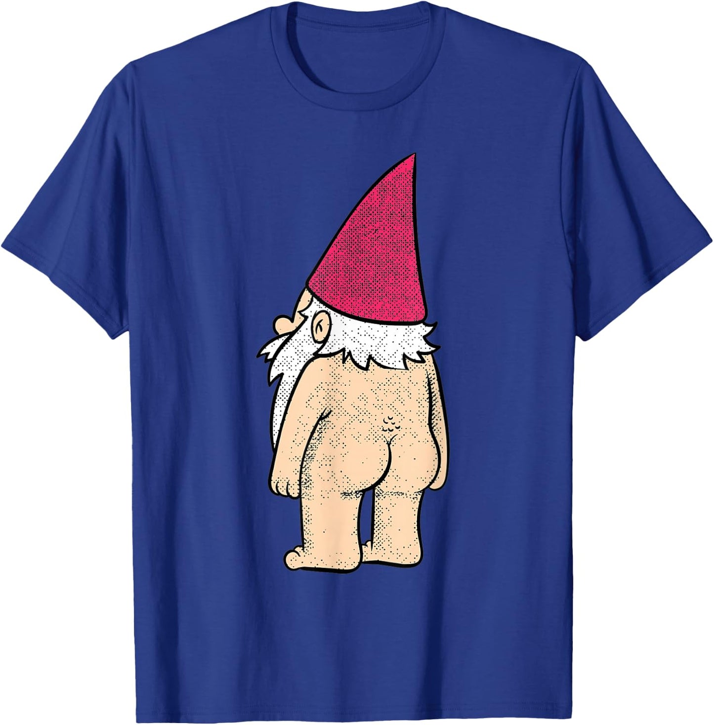 Cheeky Naked Gnome Funny Garden Humor Joke Design T-Shirt - T-Shirt | Royal