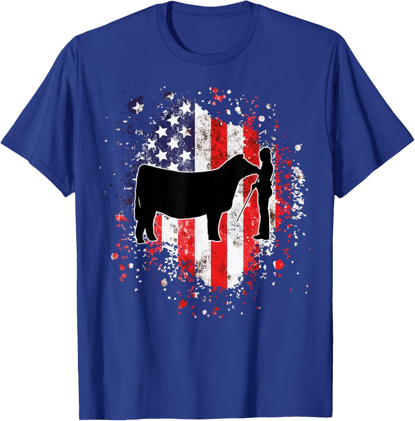 Patriotic Showmanship Girl and Show Stock Steer T-Shirt - T-Shirt | Royal
