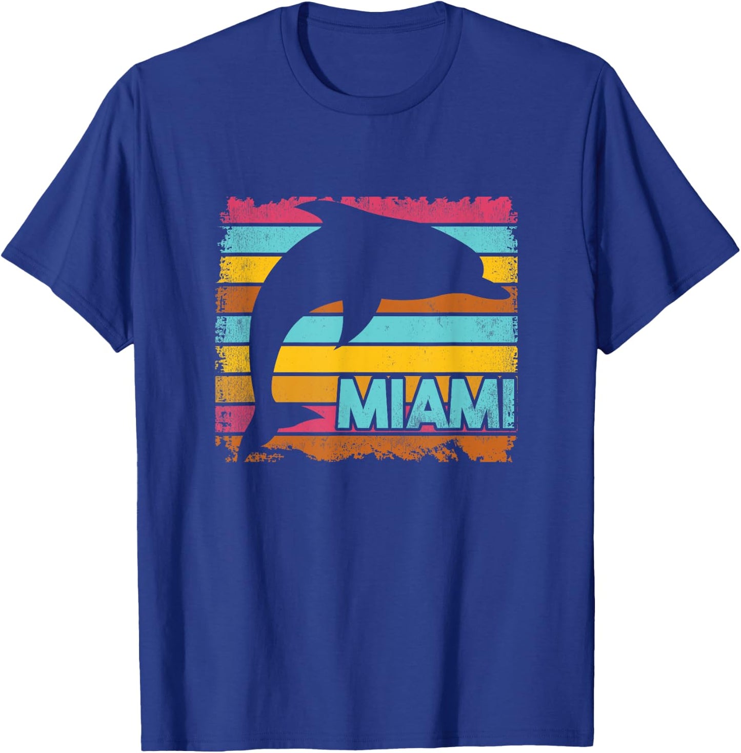 Miami Resident Vintage Dolphin Silhouette Souvenir Gift T-Shirt - T-Shirt | Royal