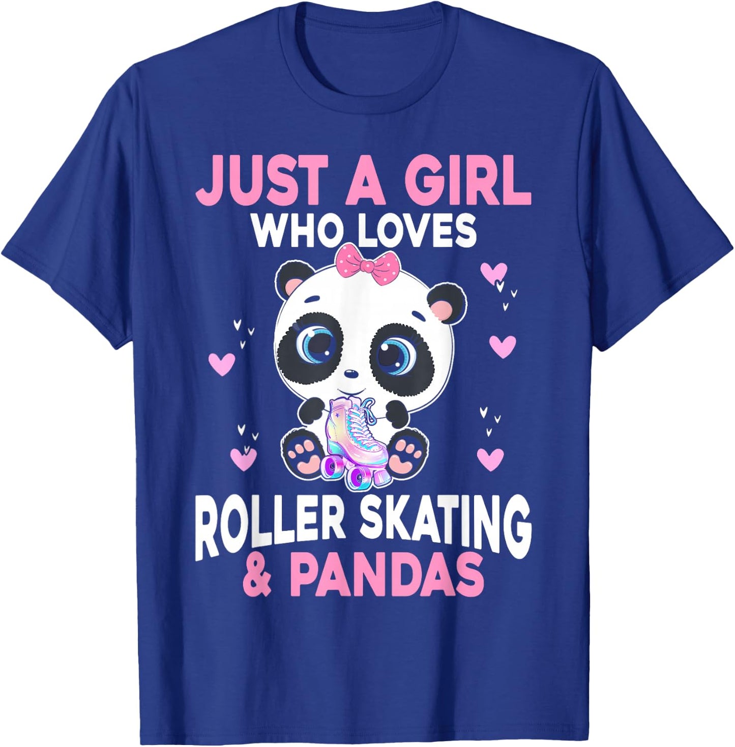 Girl Loves Roller Skating & Pandas Roller Skate T-Shirt - T-Shirt | Royal