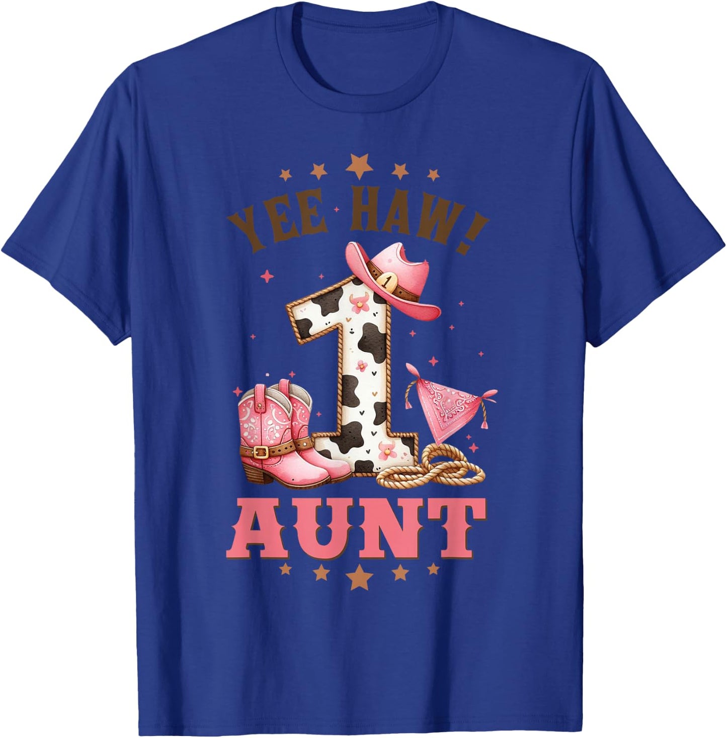 Aunt Of The Birthday Cow Girl Rodeo Cowgirl 1st Birthday T-Shirt - T-Shirt | Royal