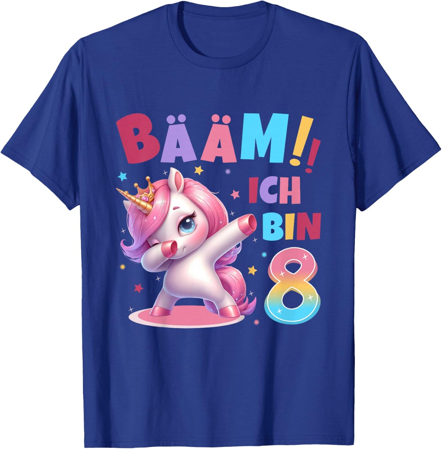 Children's 8th Birthday Girl 8 Years Unicorn Party Outfit Unicorn , black T-Shirt - T-Shirt | Royal