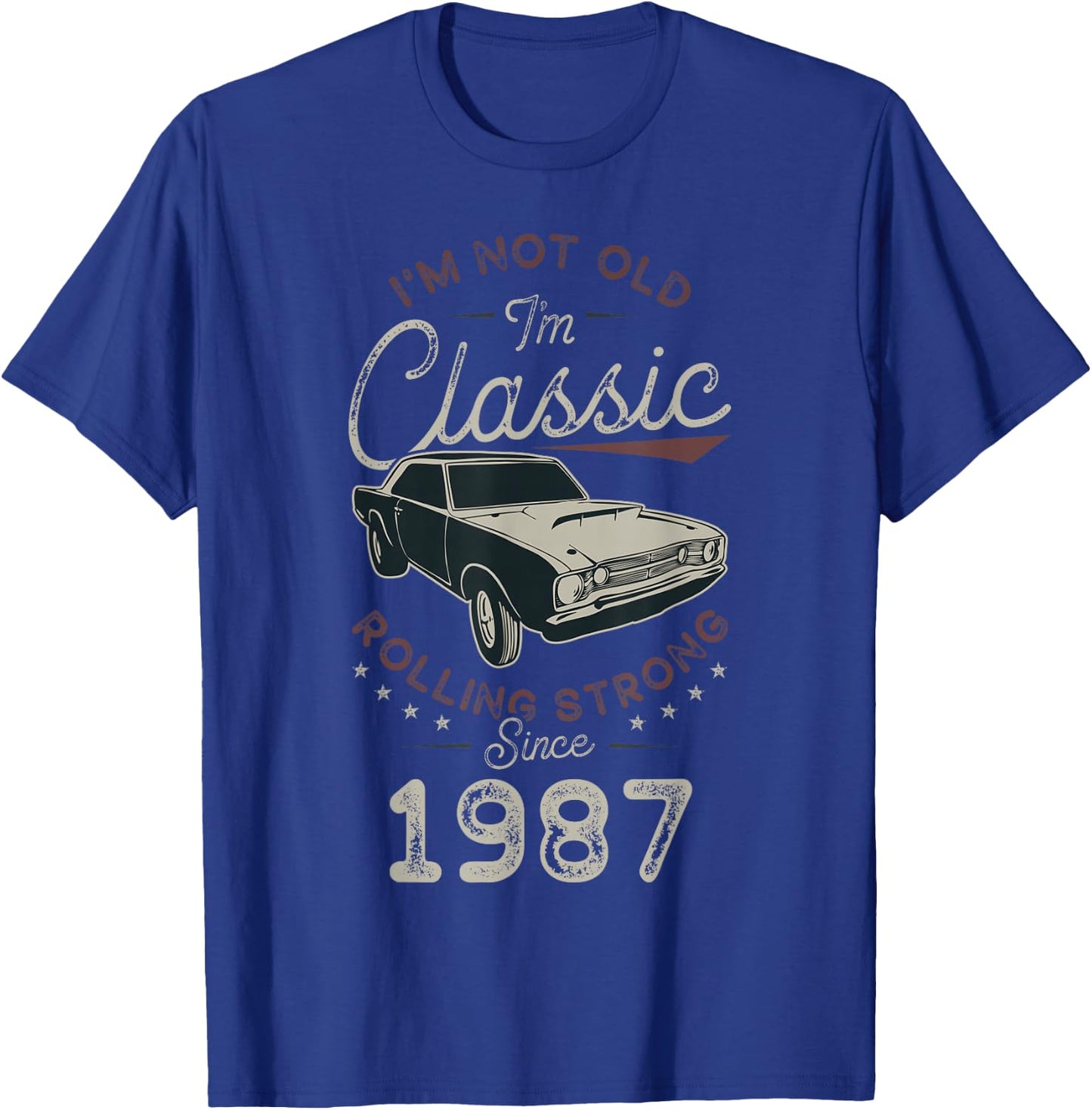 Anniversaire 39 ans Né en 1987 Voiture classique T-Shirt - T-Shirt | Royal