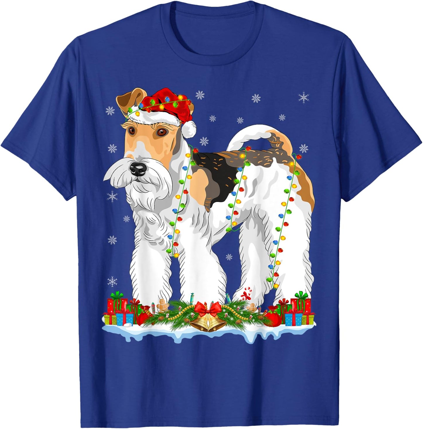 Wire Fox Terrier Dog Xmas Lights Wire Fox Terrier Christmas T-Shirt - T-Shirt | Royal