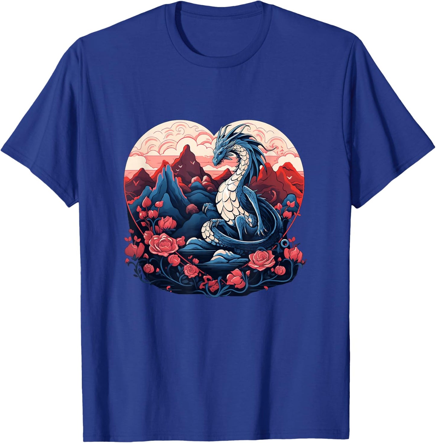 Funny Flowers Dragon for Romantic Roses Lovers and Couples T-Shirt - T-Shirt | Royal