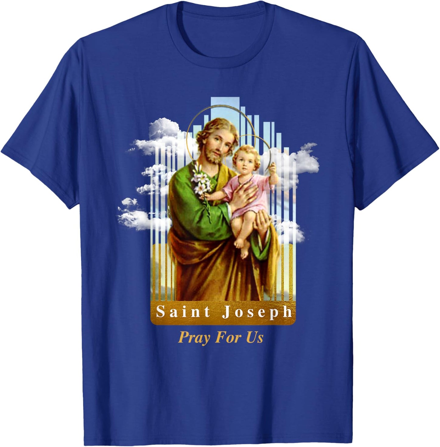 Saint Joseph Catholic Church St. Joseph With Infant Jesus T-Shirt - T-Shirt | Royal