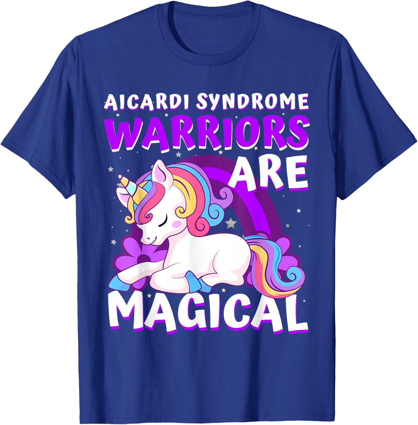 Warriors Magical Aicardi Syndrome Awareness Unicorn Purple T-Shirt - T-Shirt | Royal
