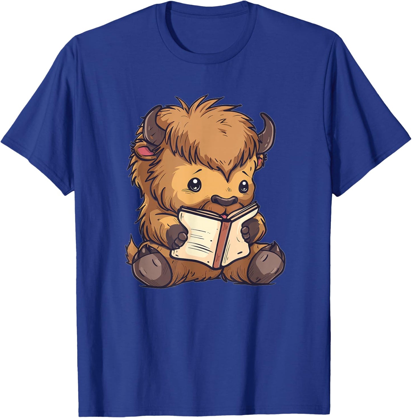 Cute Bison With Book I Kids Bison T-Shirt - T-Shirt | Royal