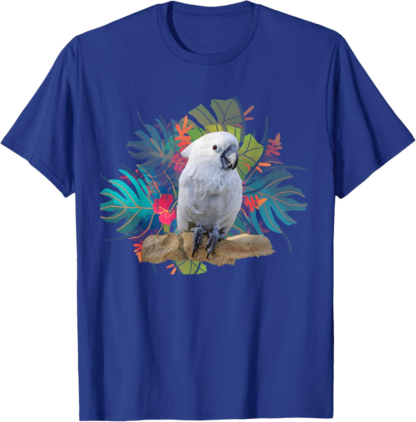 Flowers and Umbrella Cockatoo T-Shirt - T-Shirt | Royal