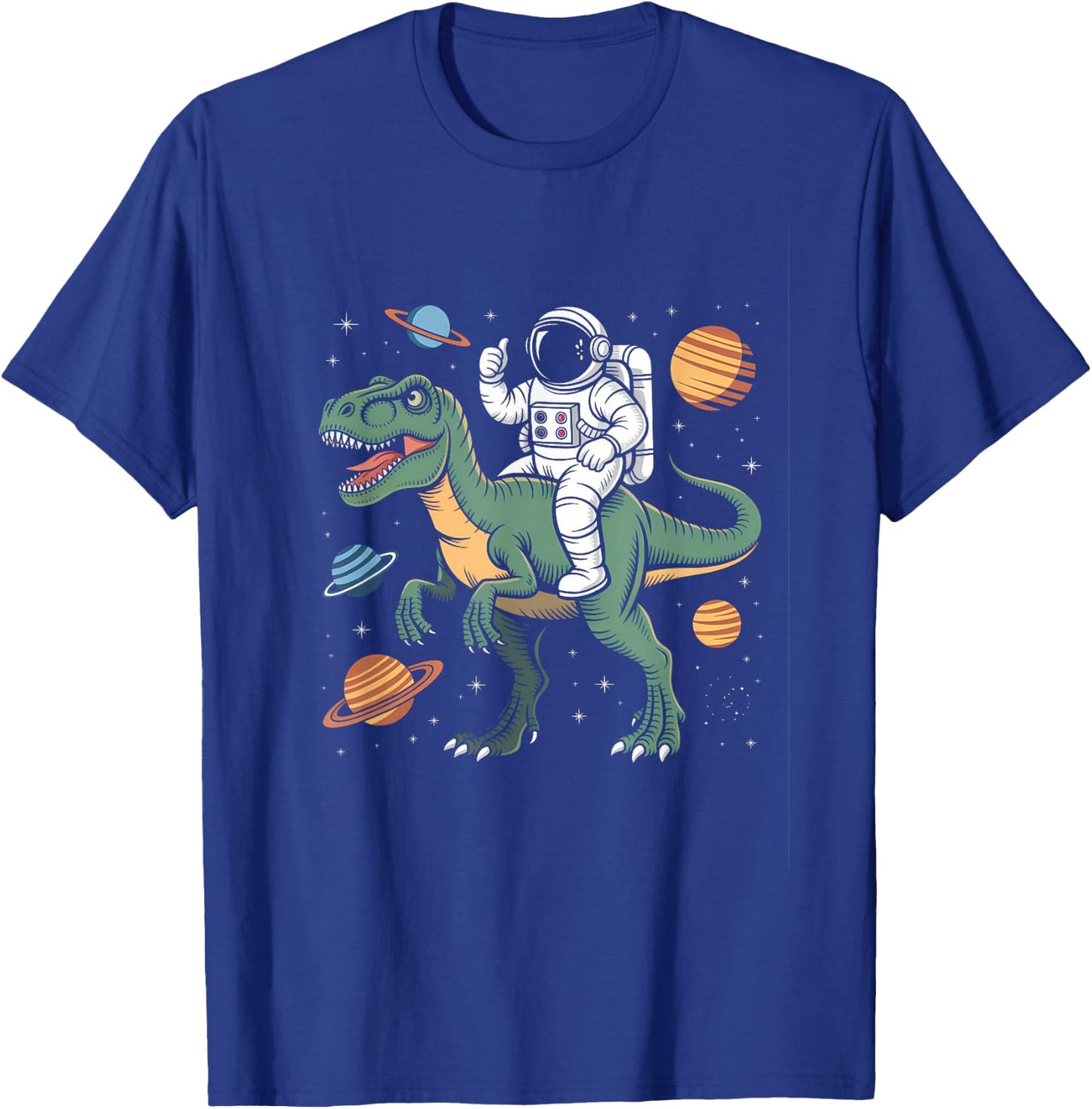 Astronaut On Dino Trex Space Rocker Boys Kids Toddler T-Shirt - T-Shirt | Royal