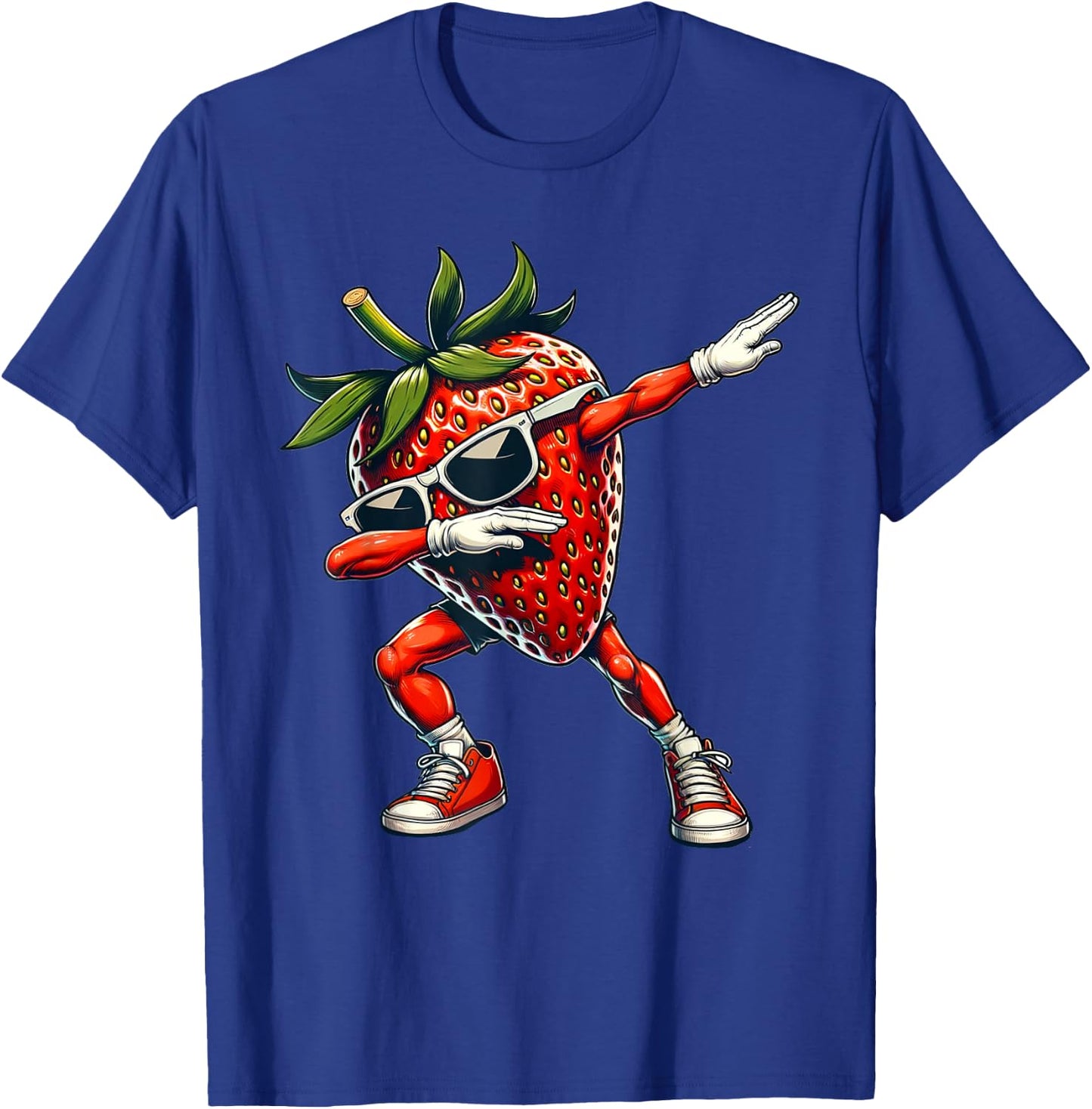 Dabbing Red Strawberry Funny Red Berry with Strawberry T-Shirt - T-Shirt | Royal