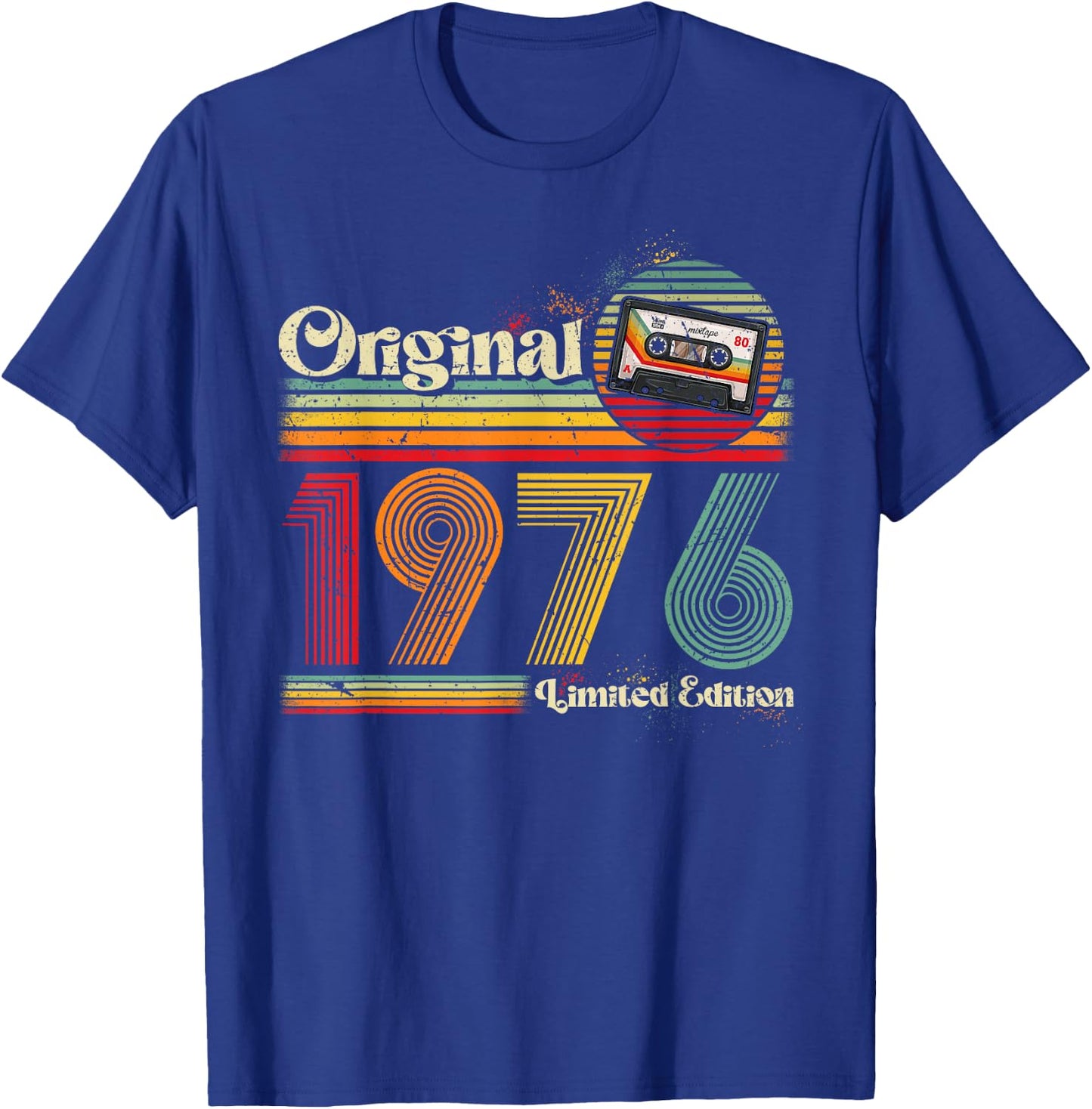 1976 Vintage Anniversary Retro Limited Edition Man Woman Gift , Black T-Shirt - T-Shirt | Royal