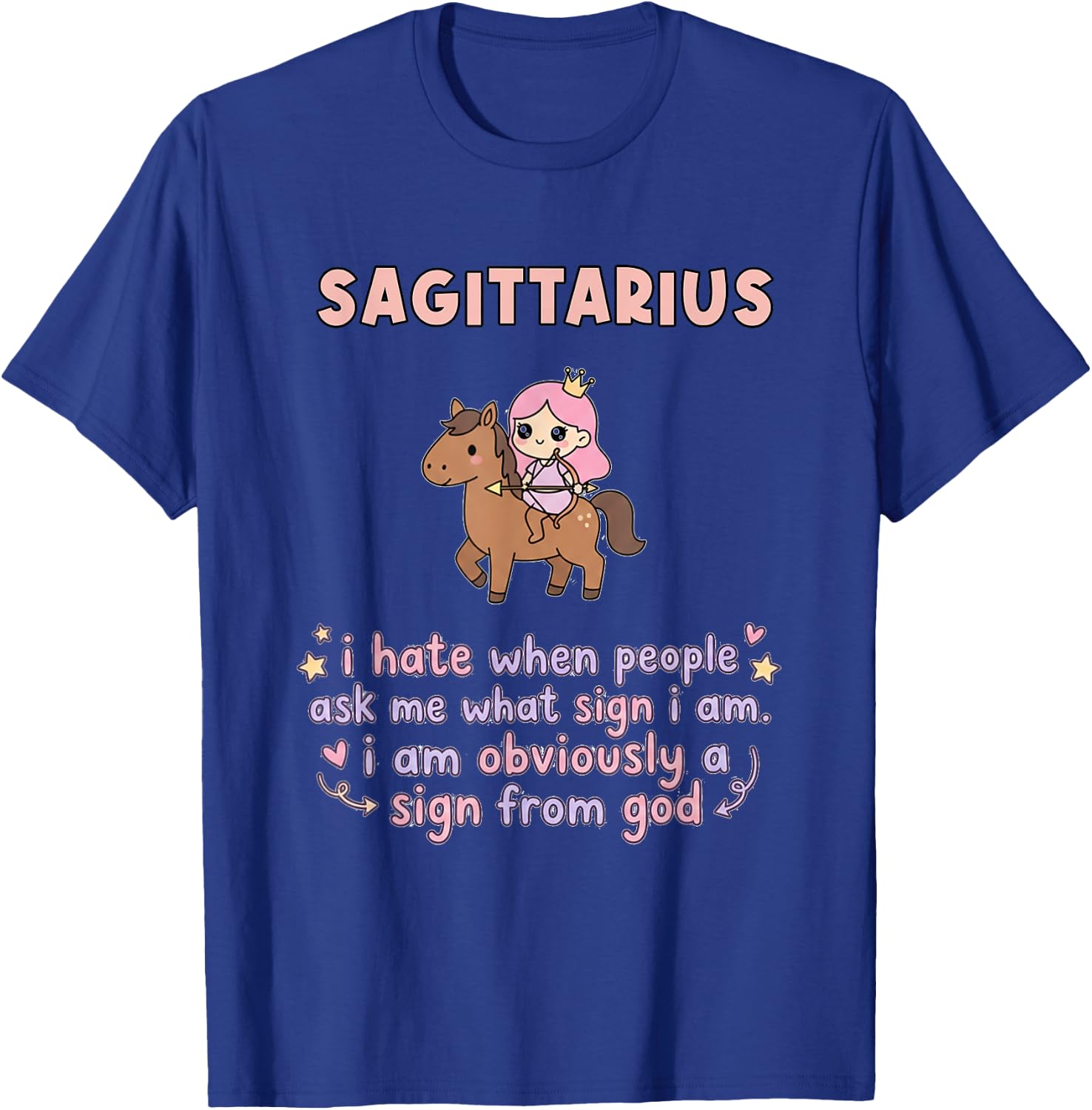 Sagittarius Zodiac Cute Archer Astrology Humor Design T-Shirt - T-Shirt | Royal