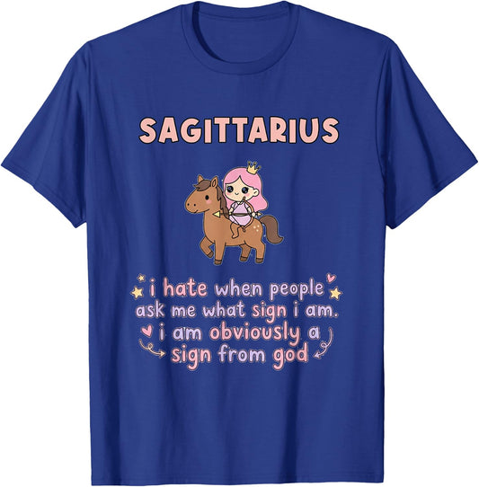 Sagittarius Zodiac Cute Archer Astrology Humor Design T-Shirt - T-Shirt | Royal