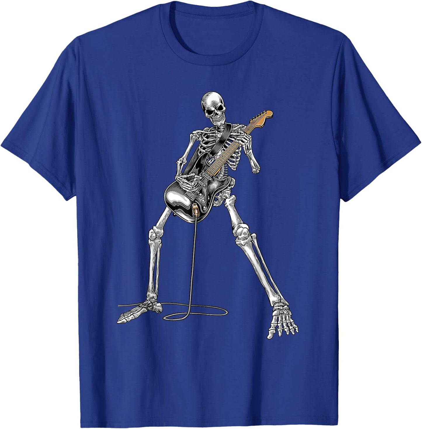 Halloween Skeleton Playing Guitar Rock And Roll Band T-Shirt - T-Shirt | Royal