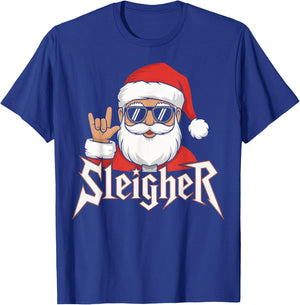 Sleigher Santa Claus Funny Rock Music Santa Claus Christmas T-Shirt - T-Shirt | Royal