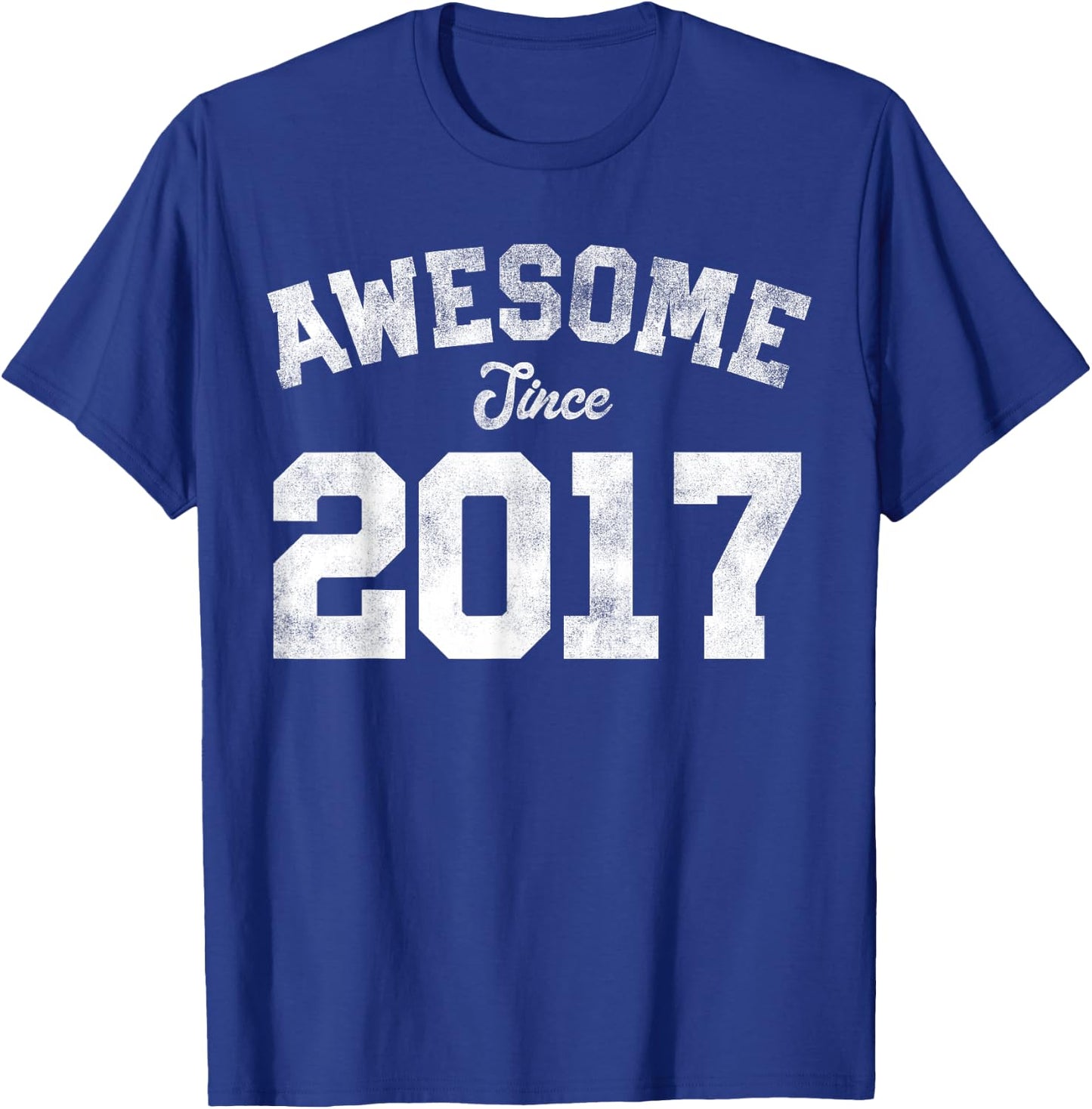 Awesome Since 2017 9th Birthday 9 Years Old - Retro T-Shirt - T-Shirt | Royal