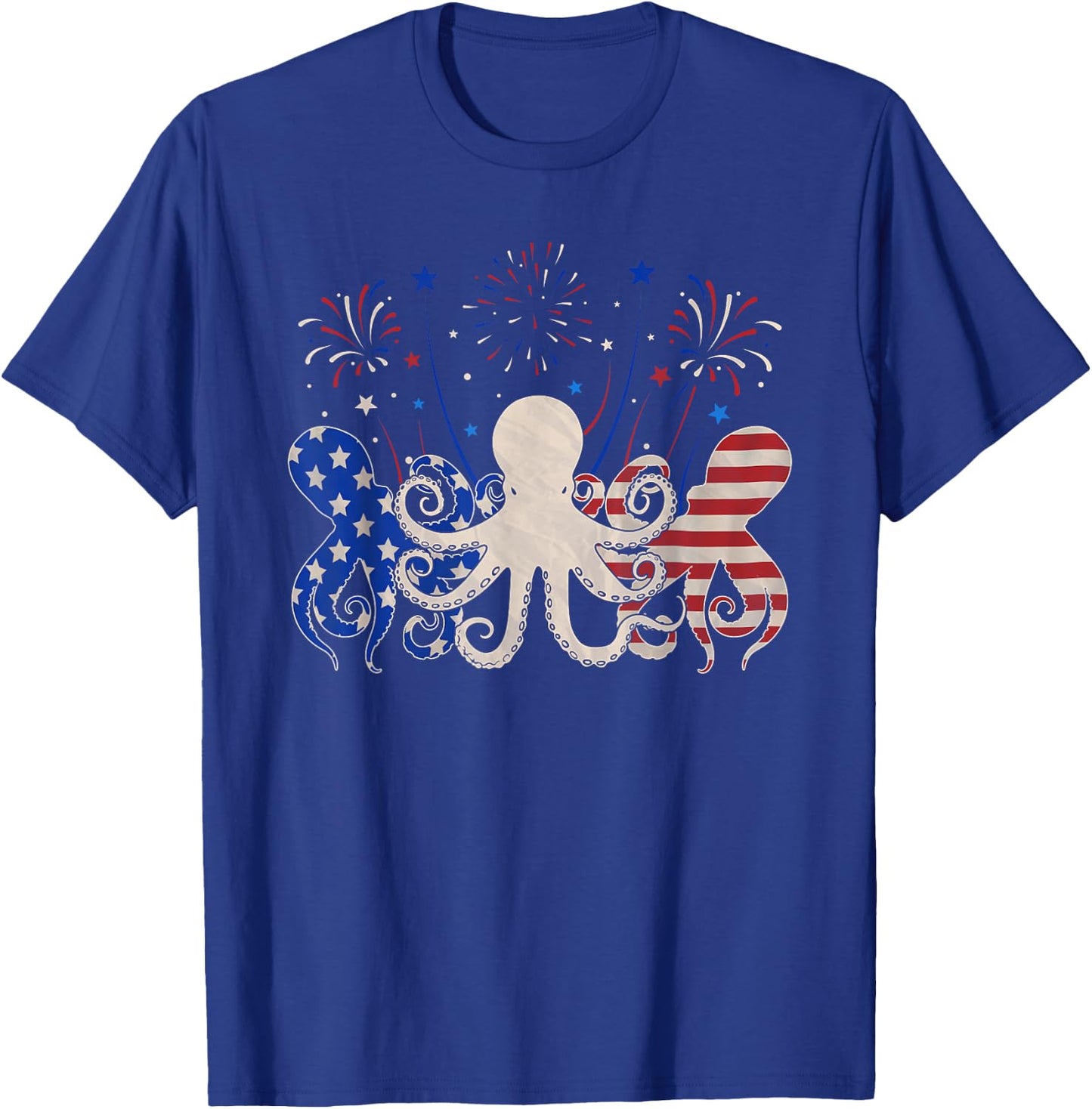 Three Octopus 4th of July Patriotic American Flag T-Shirt - T-Shirt | Royal