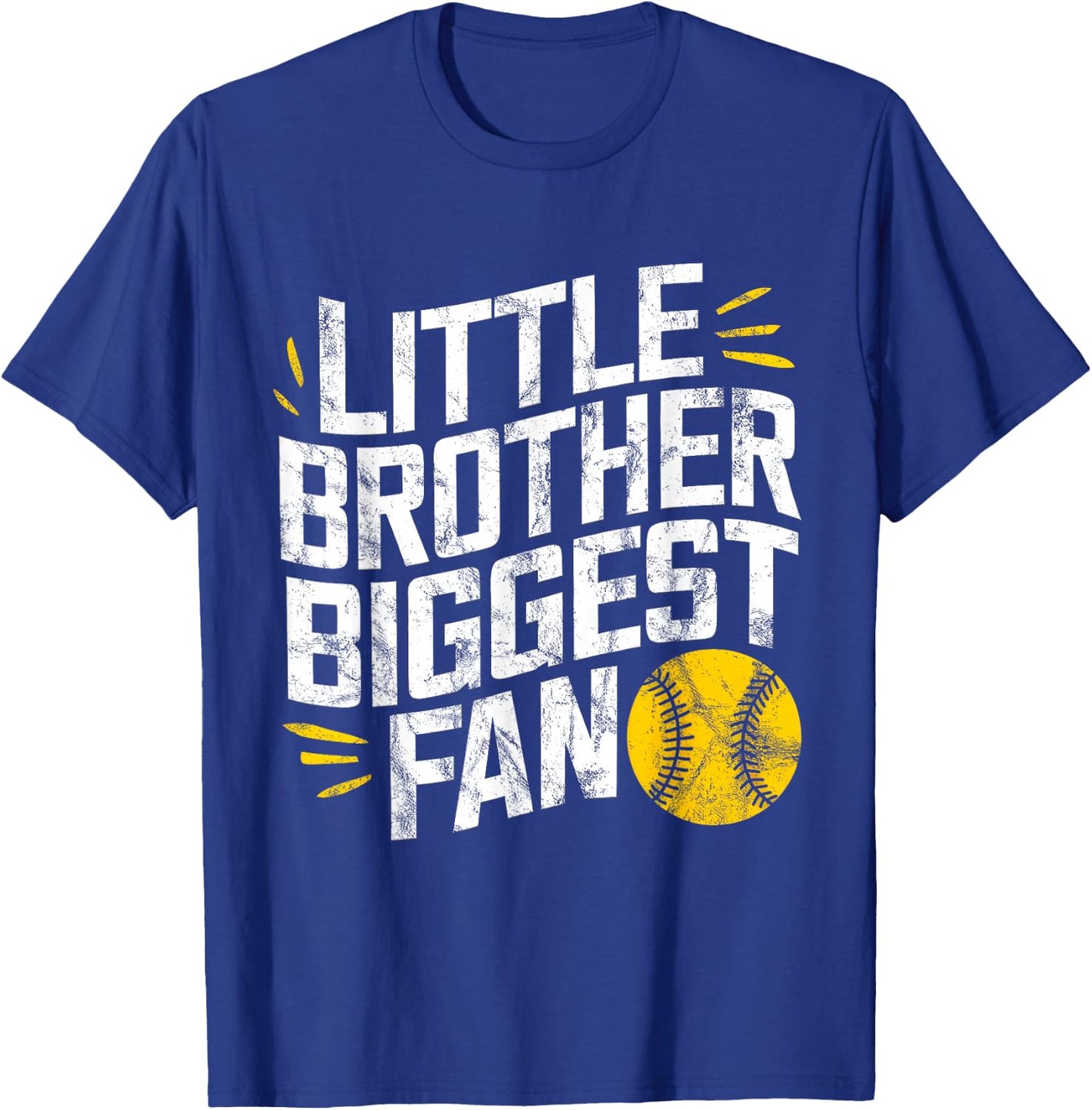 Little Brother Biggest Fan Softball Baseball Boys Funny T-Shirt - T-Shirt | Royal