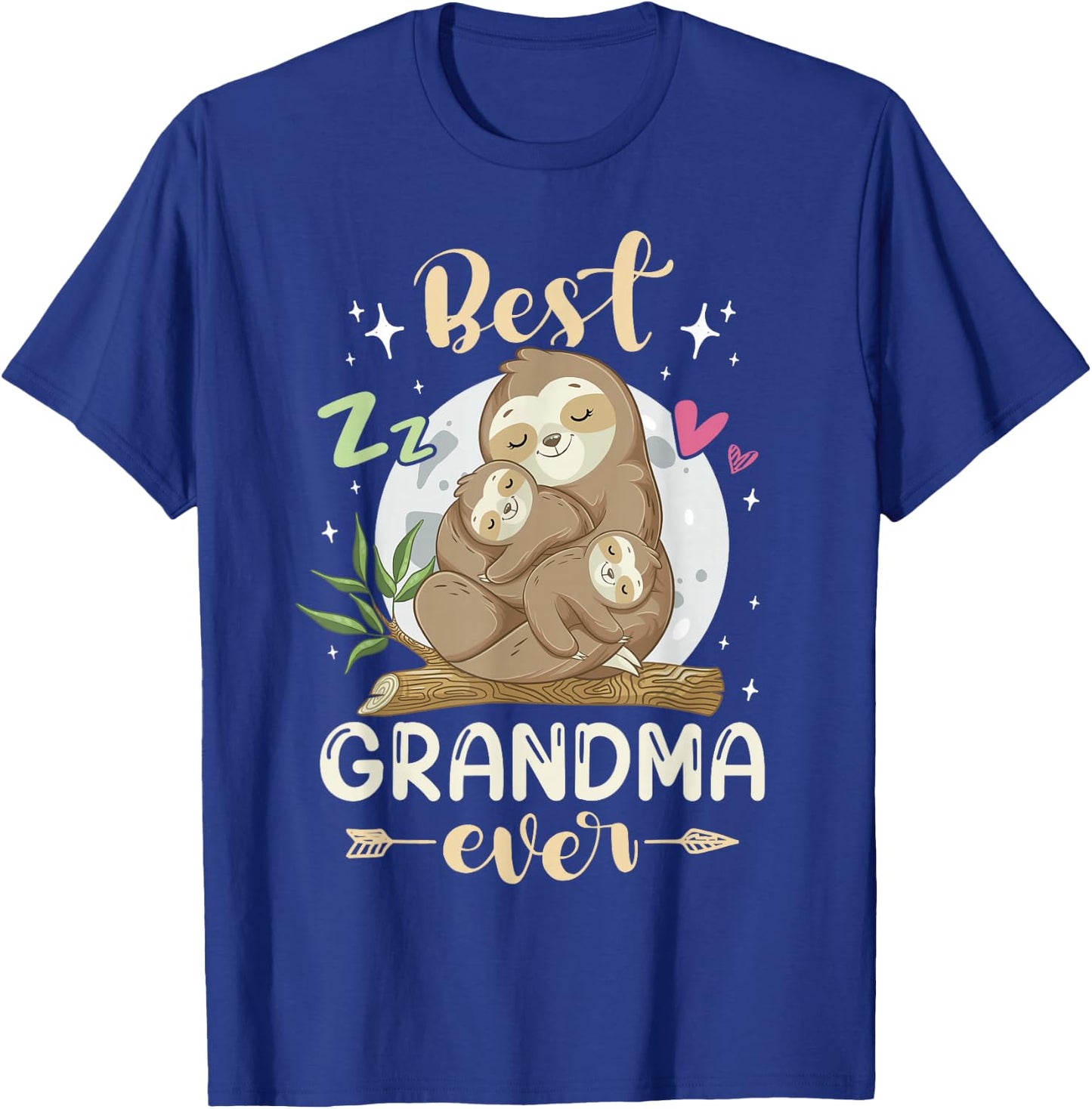 Best Grandma Ever, Sloths Family Mother's Day Pajama Sleep T-Shirt - T-Shirt | Royal