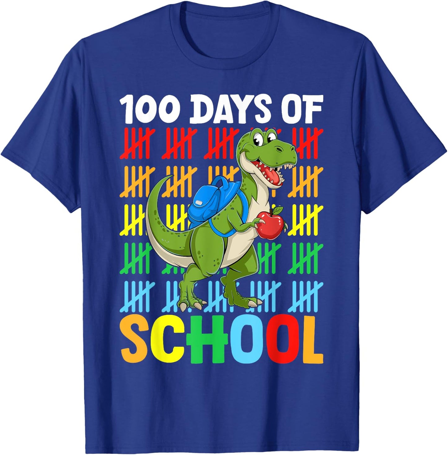 100 Days Of School Dinosaur Happy 100th Day of School T-Shirt - T-Shirt | Royal