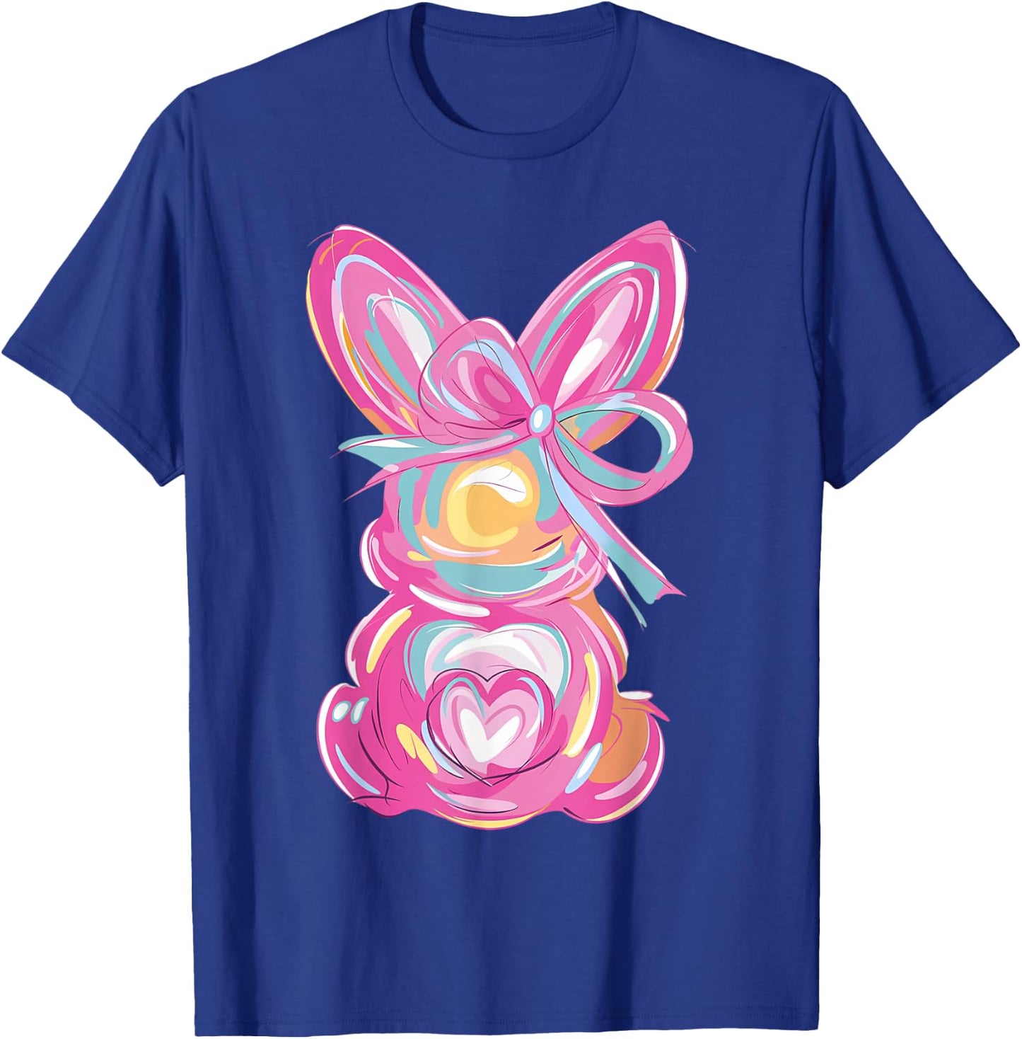 Easter Cute Bunny Coquette Bow Tie Dye Rabbit T-Shirt - T-Shirt | Royal