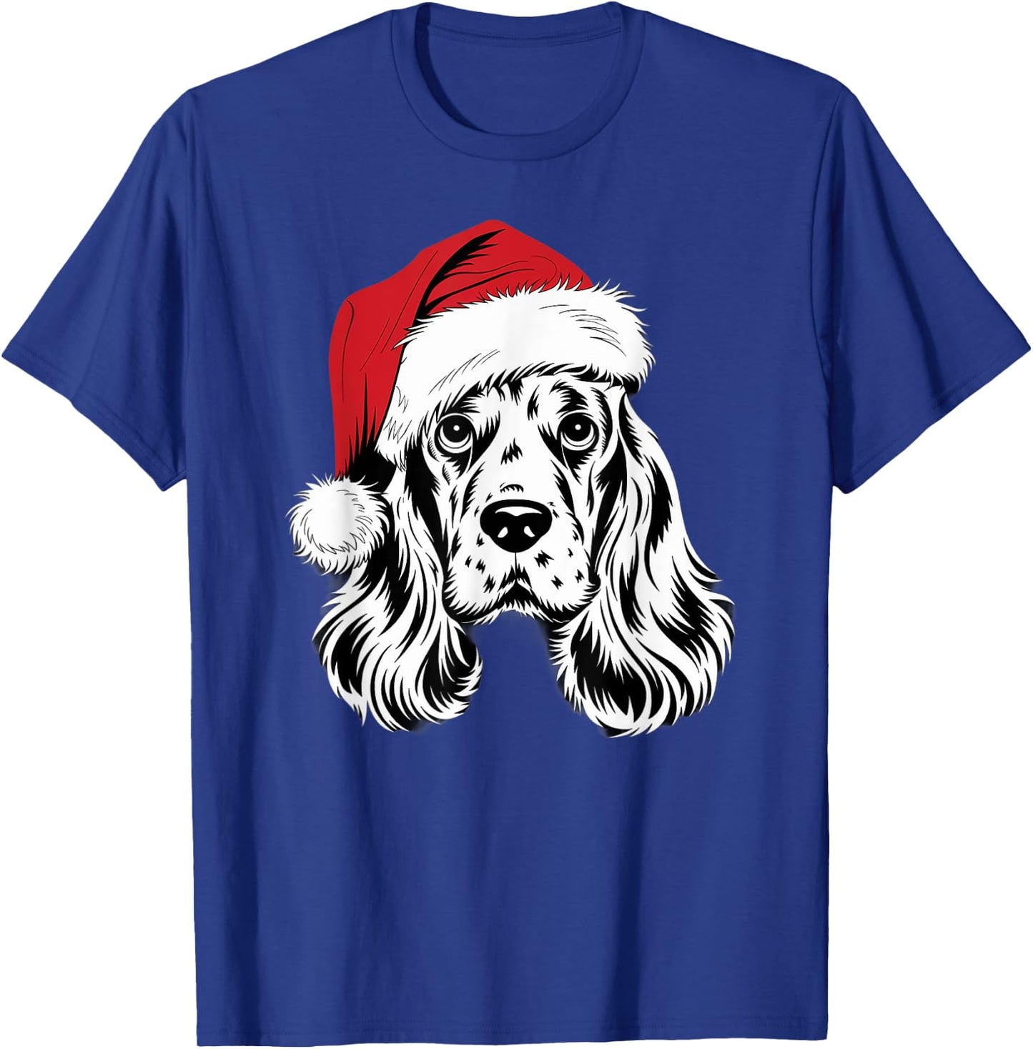 Joyful Cocker Santa Dog on Cocker Spaniel Christmas T-Shirt - T-Shirt | Royal