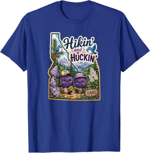 Idaho Hikin' and Huckin' Kawaii Huckleberry Adventure Design T-Shirt - T-Shirt | Royal