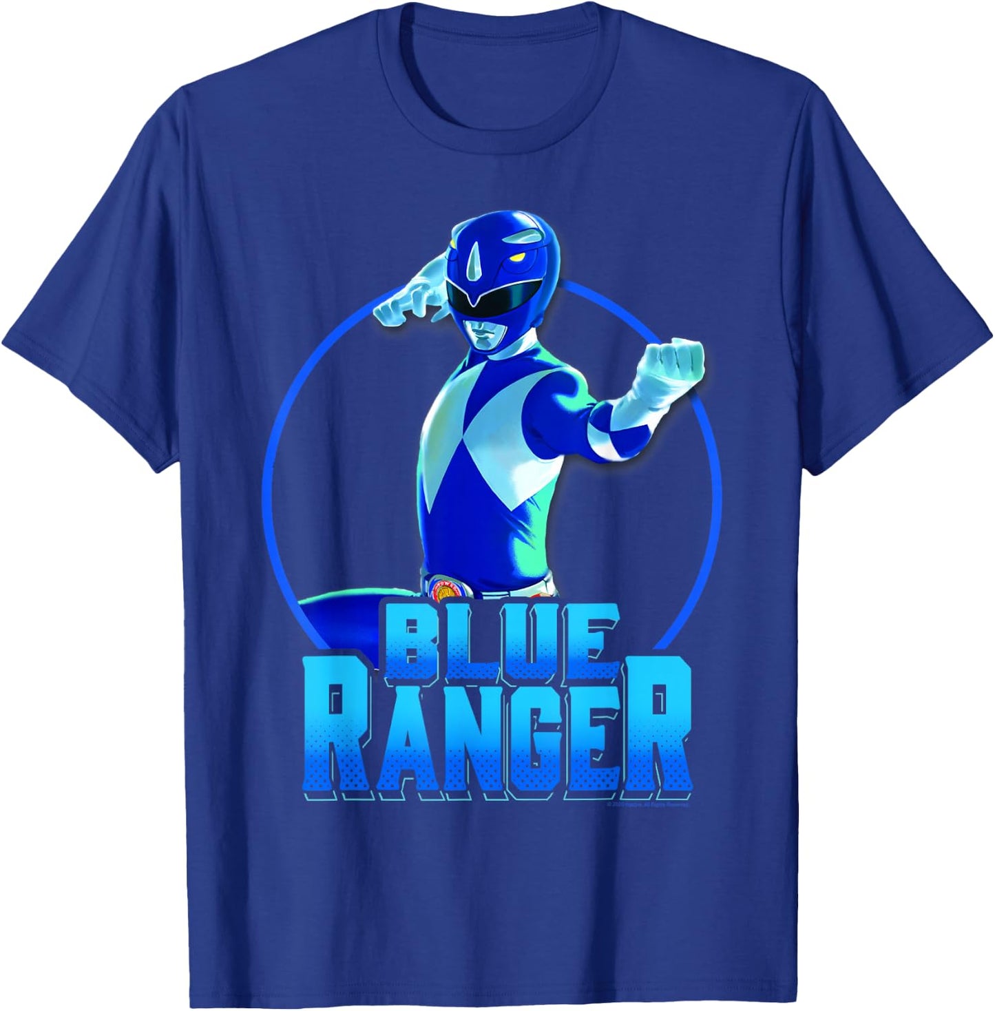 Power Rangers Blue Ranger Karate Action Circle Portrait T-Shirt - T-Shirt | Royal