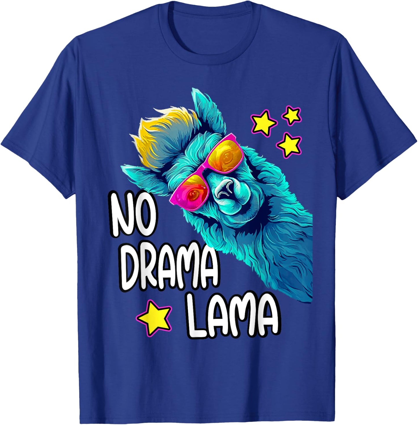 Lama No Drama with Sunglasses Cool Funny Saying Alpaca , black T-Shirt - T-Shirt | Royal