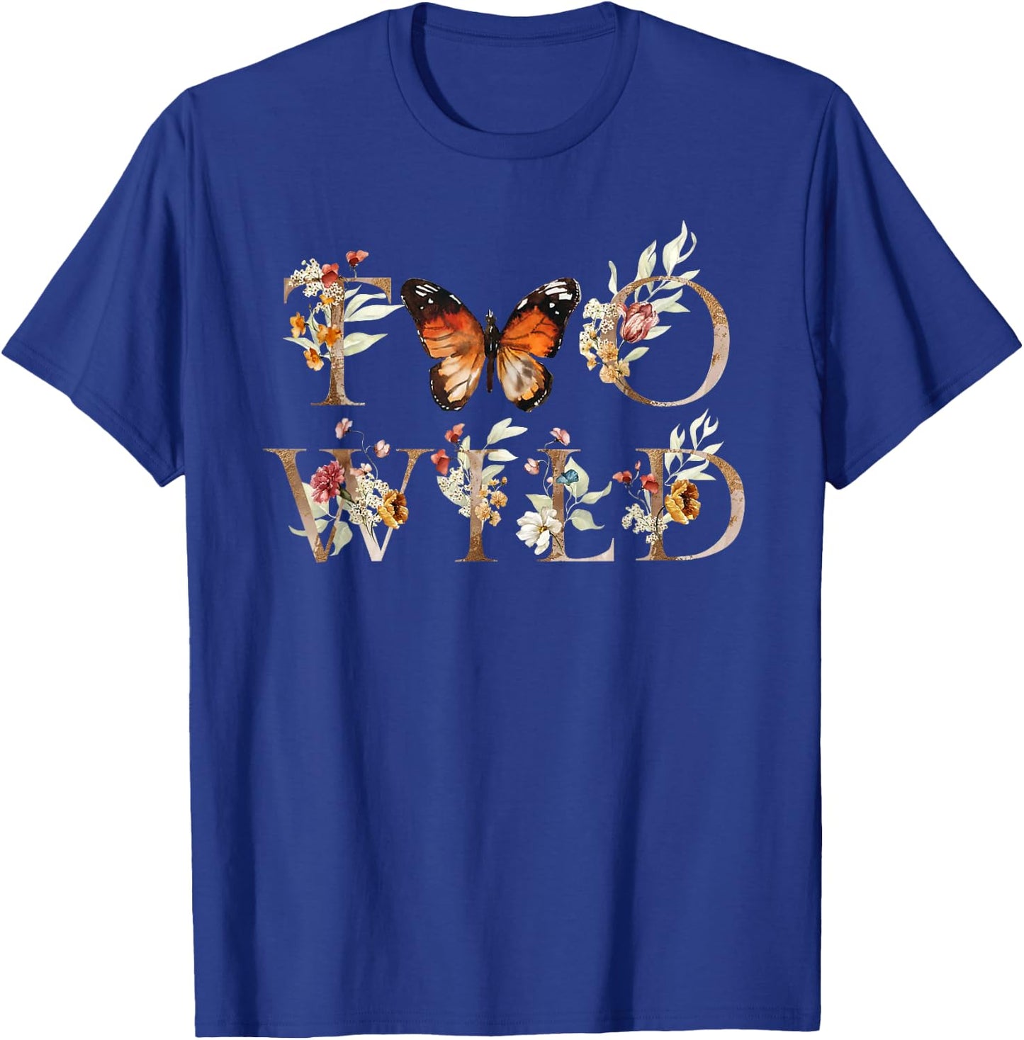 Two Wild 2nd Birthday Outfit Girl Wildflower Butterfly T-Shirt - T-Shirt | Royal