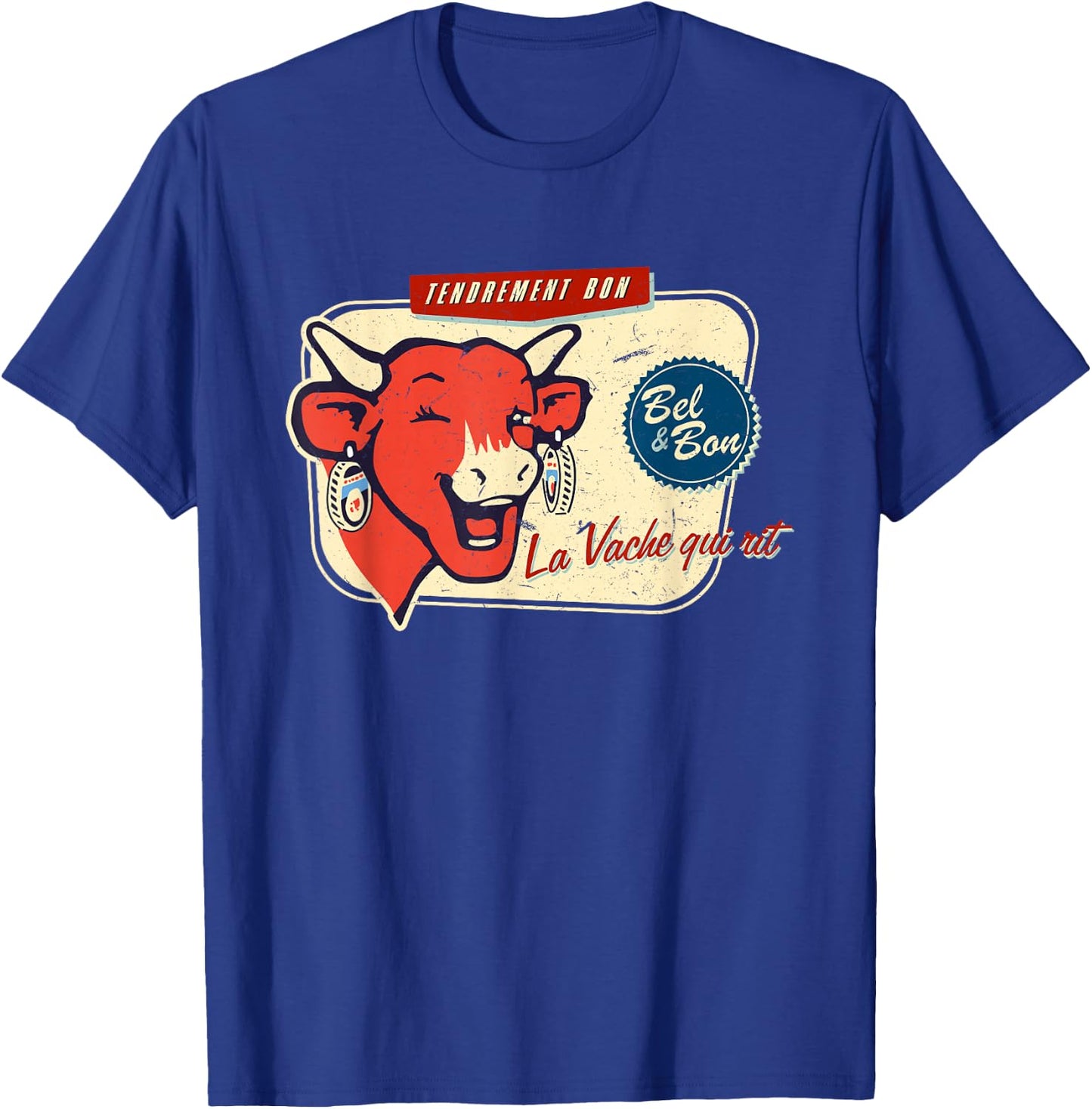 The Laughing Cow La Vache Qui Rit Retro Distressed T-Shirt - T-Shirt | Royal