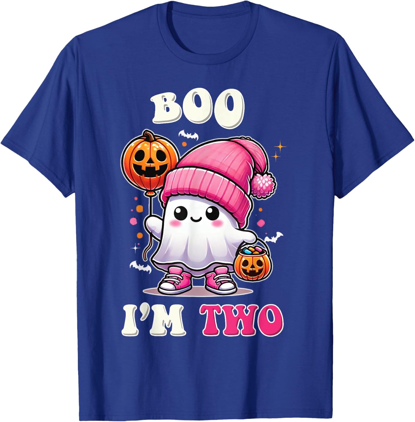 Boo I'm Two Ghost 2nd Birthday Halloween Pink Bow Girl T-Shirt - T-Shirt | Royal
