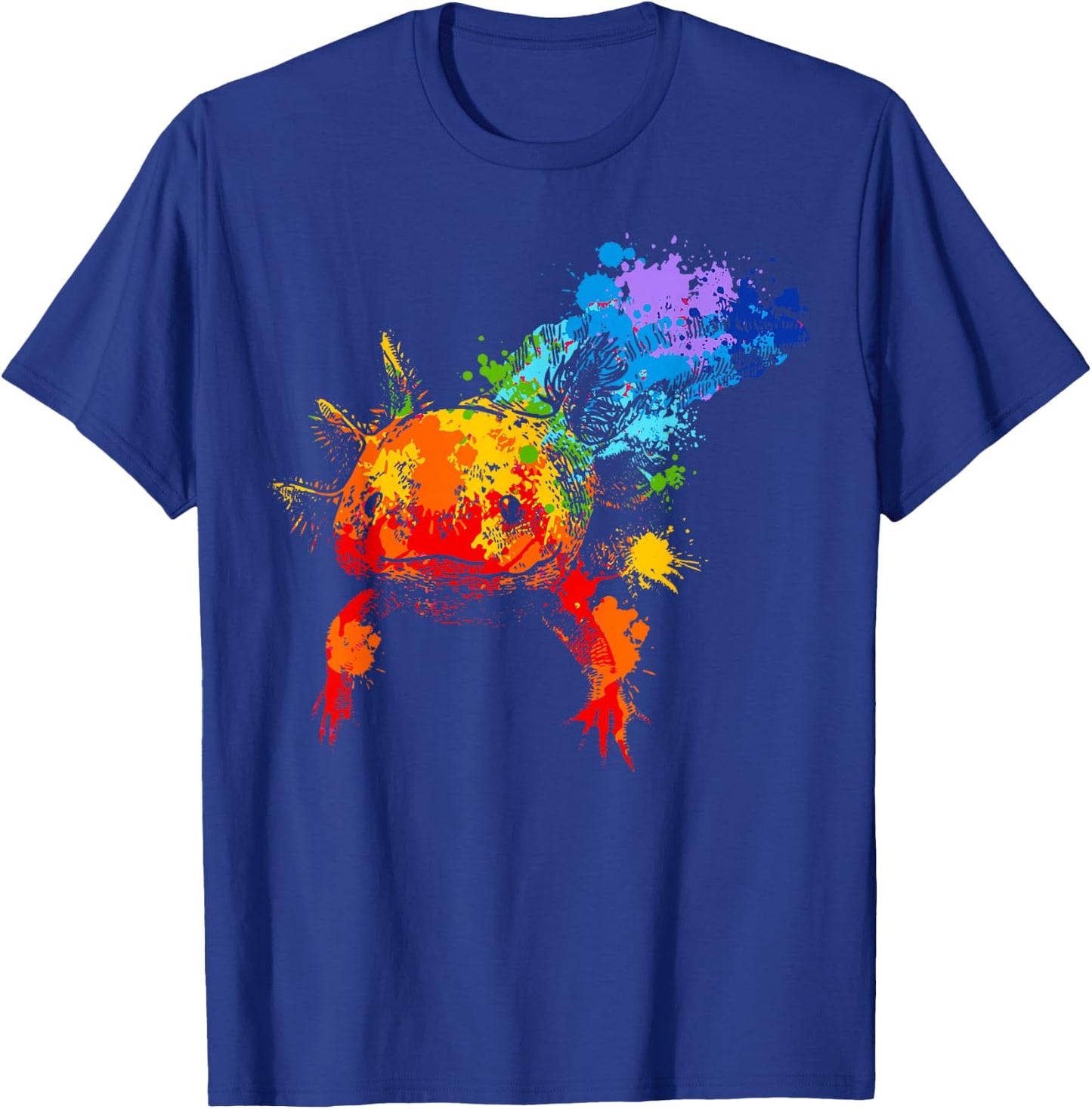 Axolotl Splash Art Animal Lovers Colourful Animal Motif , black T-Shirt - T-Shirt | Royal