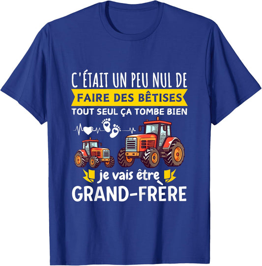 Child Announcement Future Big Brother I Will Be Big Brother Tractor , Black, 2 T-Shirt - T-Shirt | Royal