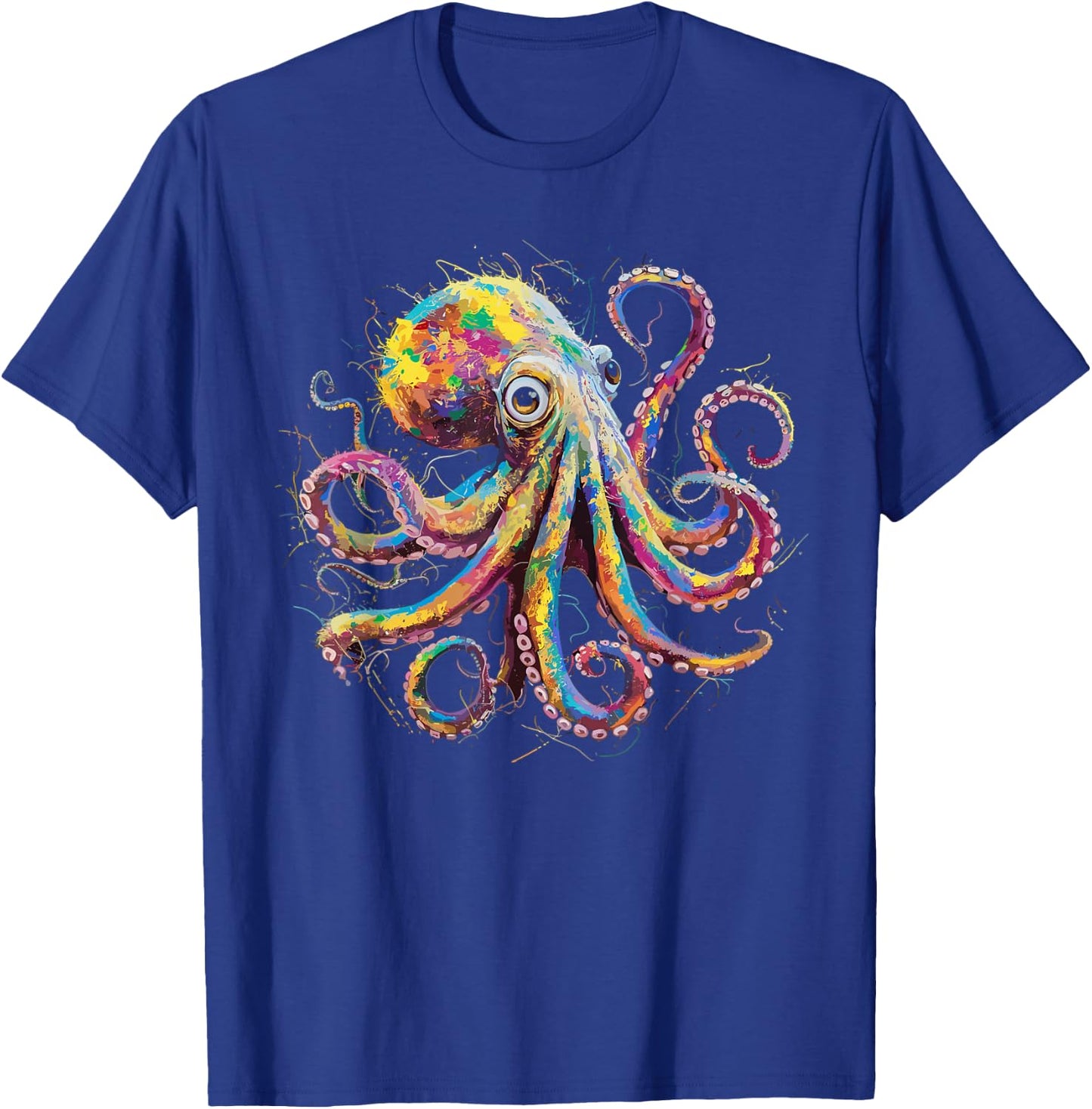 Colorful Paint Splash Octopus Art Graphic T-Shirt - T-Shirt | Royal