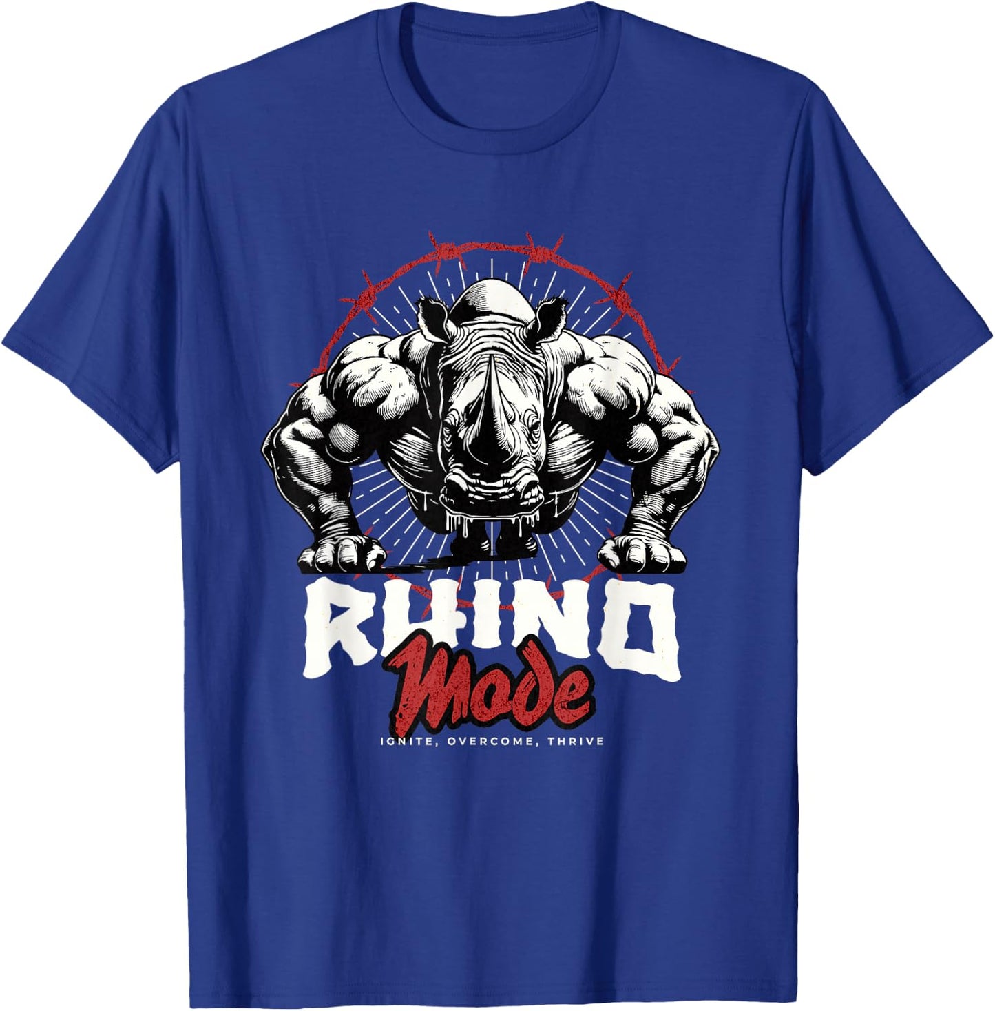 Rhino Mode Pushup Rhino Gym Workout Motivation T-Shirt - T-Shirt | Royal