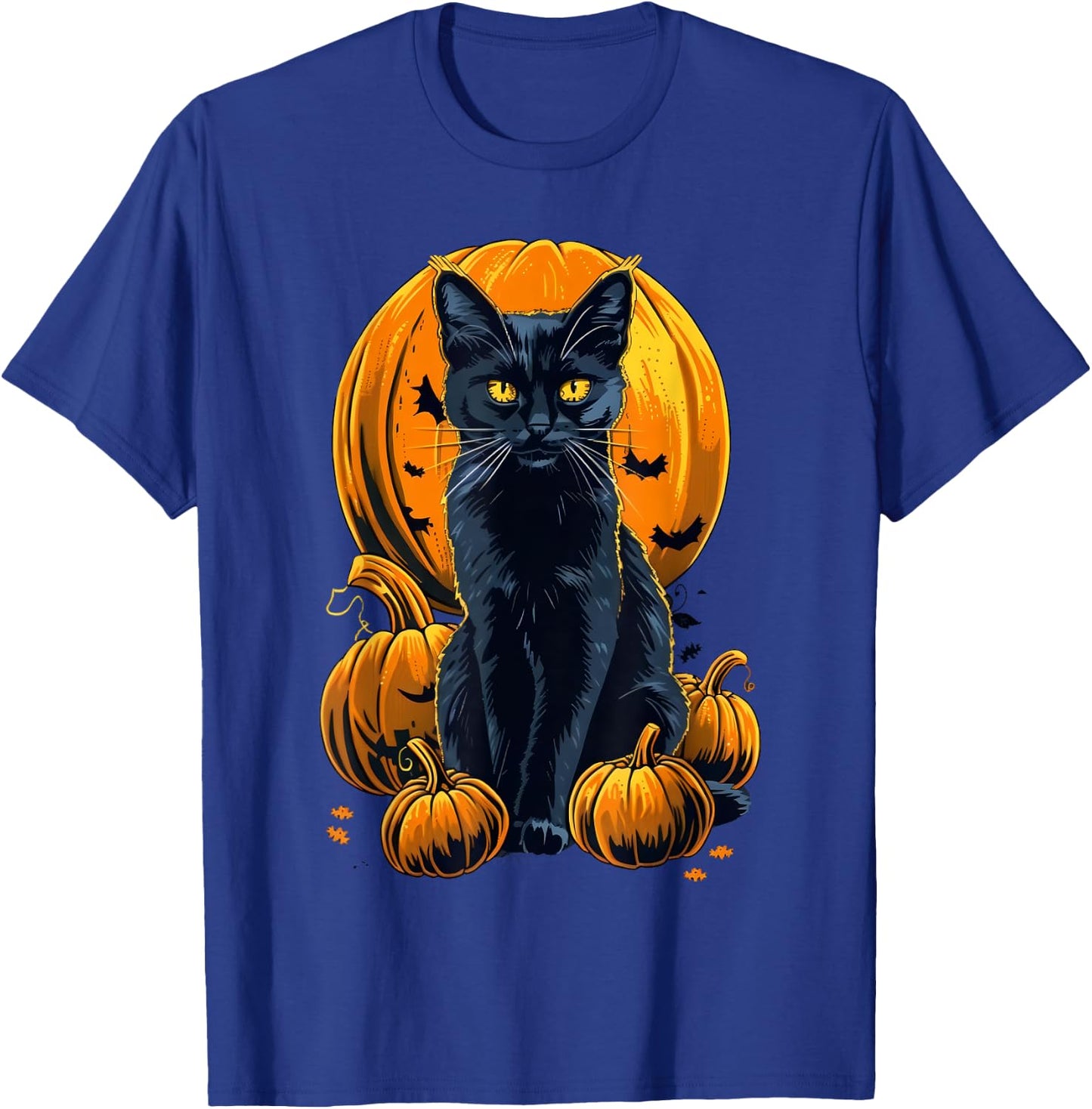 Retro Black Cat Halloween Pumpkin Costume Men Kids T-Shirt - T-Shirt | Royal