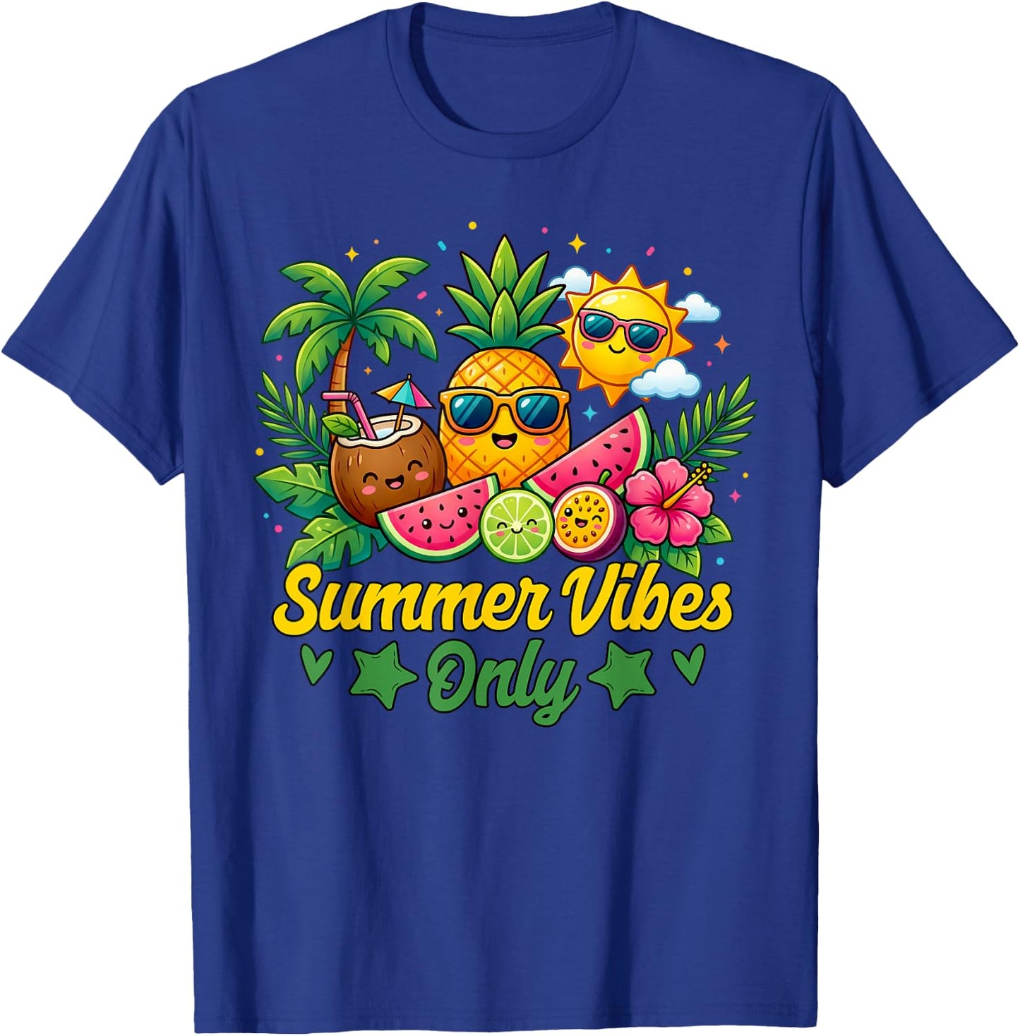 Cute Summer Vibes Tropical Fruits Summer Vibes Only T-Shirt - T-Shirt | Royal