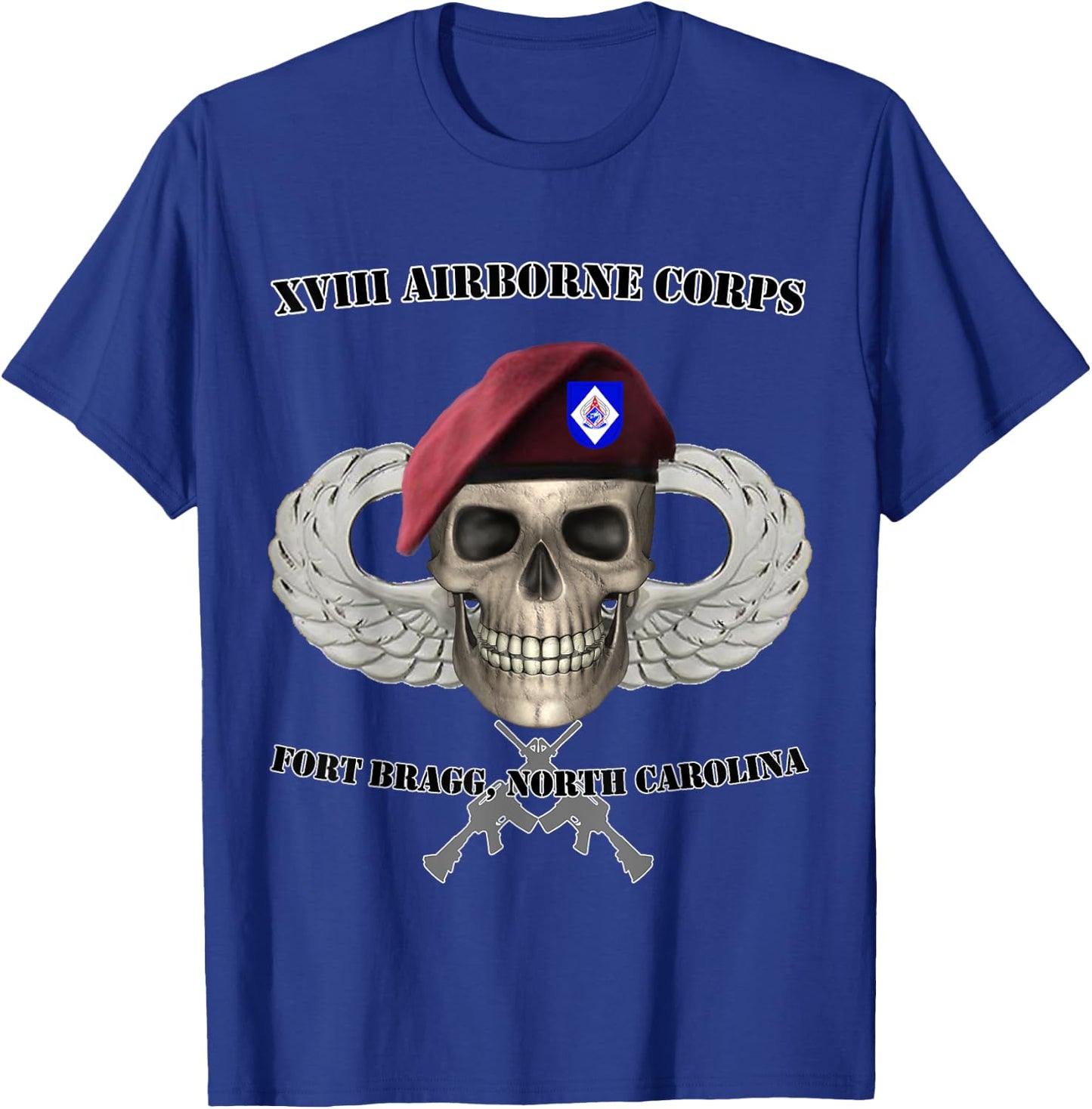 XVIII Airborne Corps- Ft Bragg, North Carolina Design T-Shirt - T-Shirt | Royal